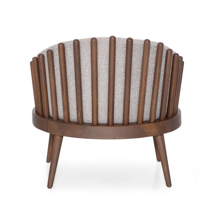 FANE Armchair in Walnut and Gray Fabric
