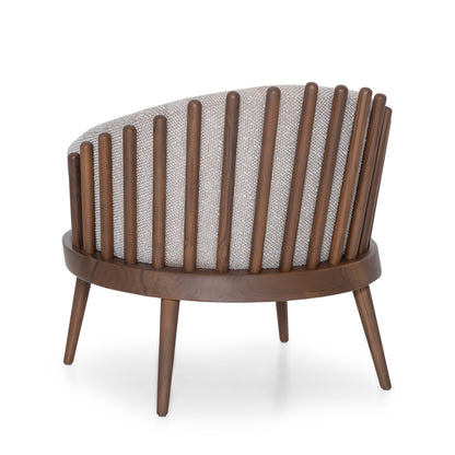 FANE Armchair in Walnut and Gray Fabric