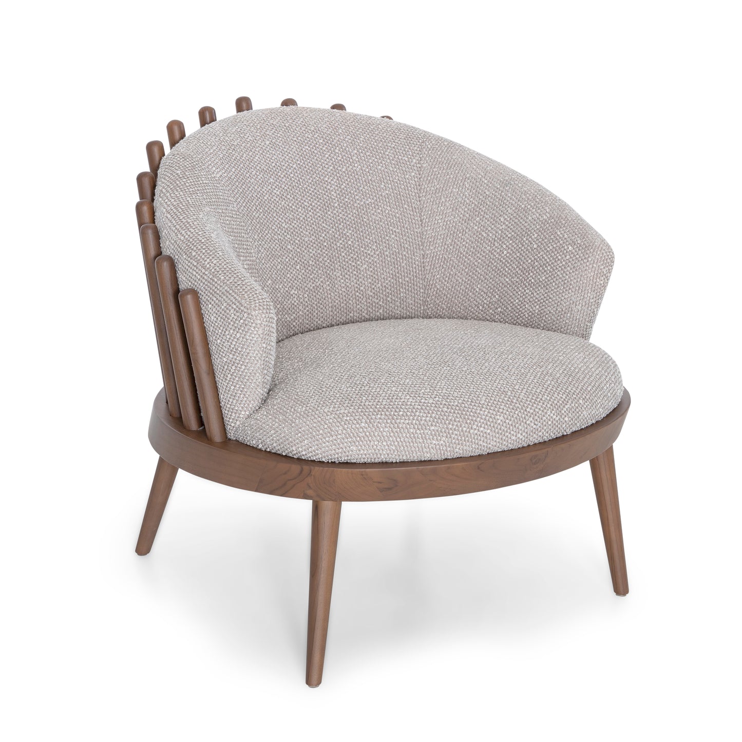 FANE Armchair in Walnut and Gray Fabric