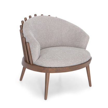 FANE Armchair in Walnut and Gray Fabric