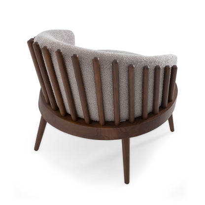 FANE Armchair in Walnut and Gray Fabric