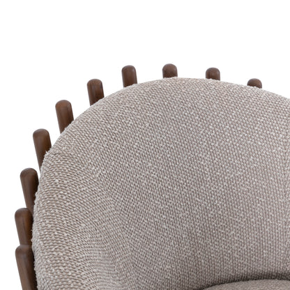 FANE Armchair in Walnut and Gray Fabric