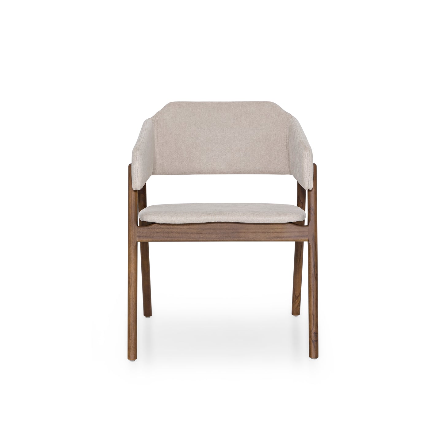 STUZI Dining Chair in Walnut and Beige Fabric