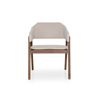 STUZI Dining Chair in Walnut and Beige Fabric
