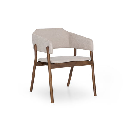 STUZI Dining Chair in Walnut and Beige Fabric