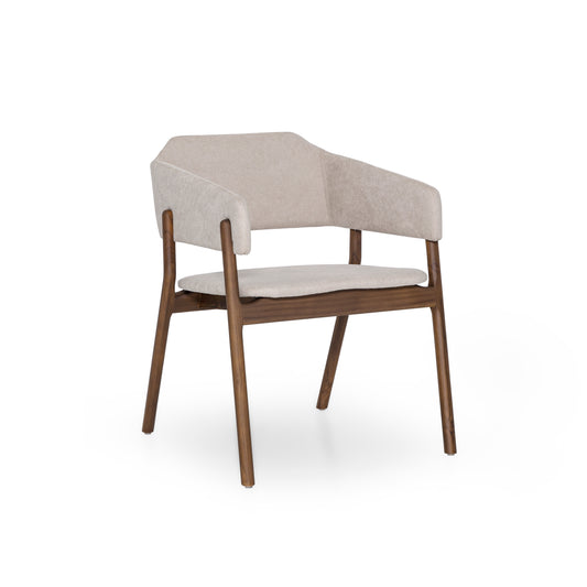 STUZI Dining Chair in Walnut and Beige Fabric