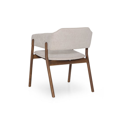 STUZI Dining Chair in Walnut and Beige Fabric