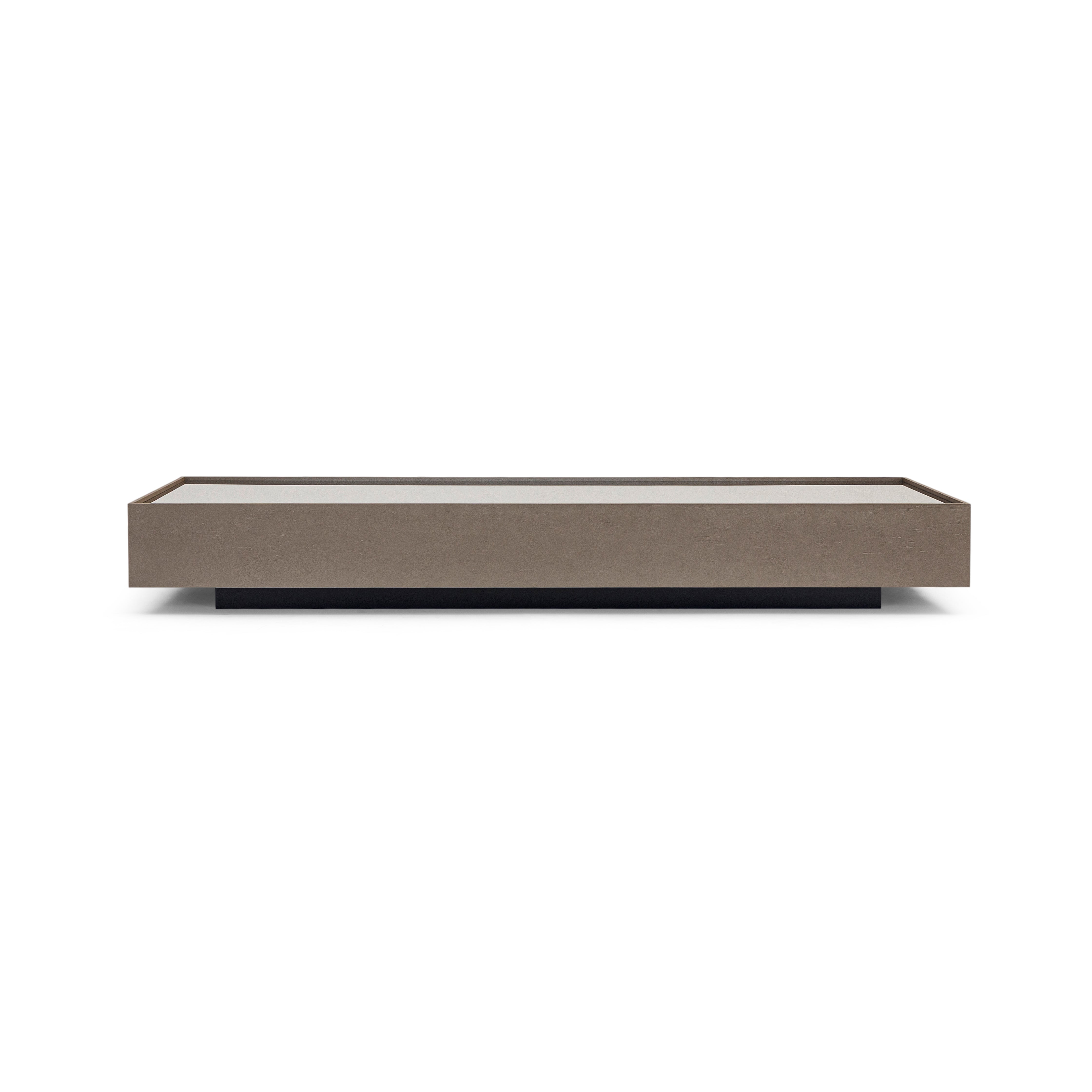 Rectangular wooden coffee table on a white background