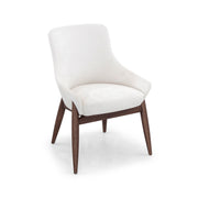 White chair with wooden legs on a white background