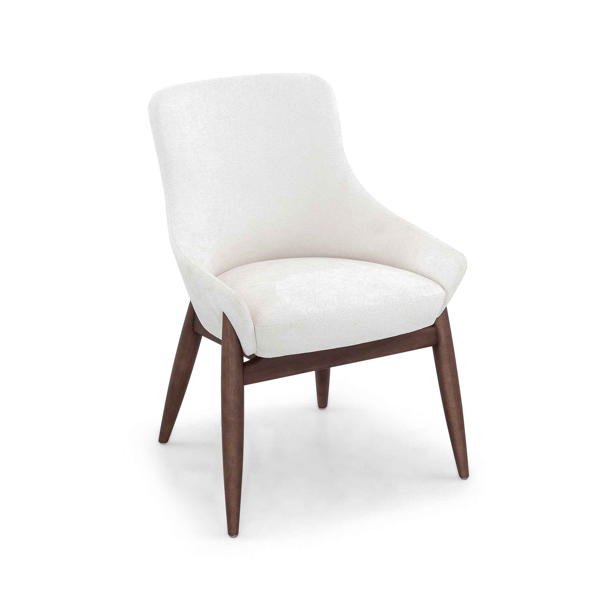 White chair with wooden legs on a white background