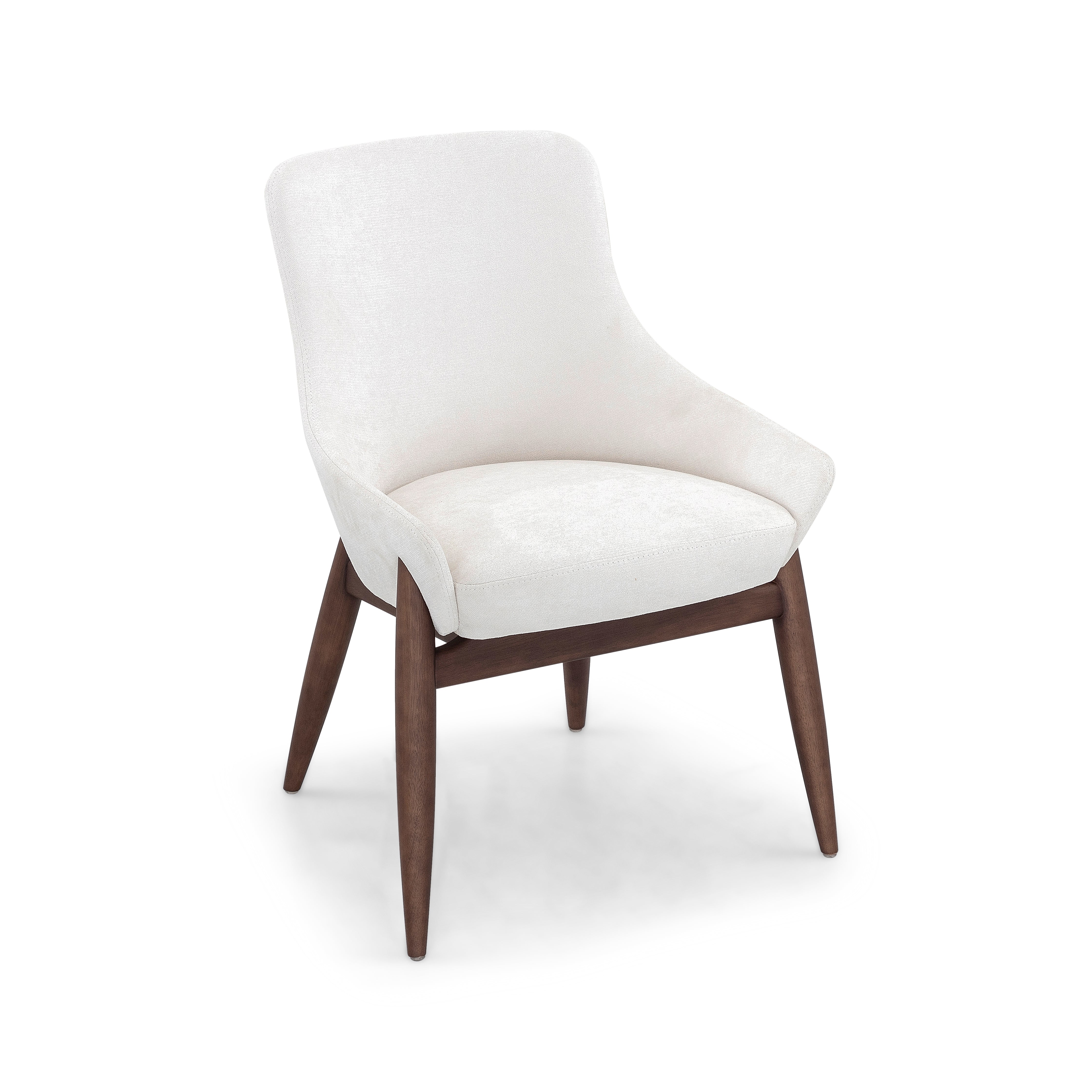 White chair with wooden legs on a white background