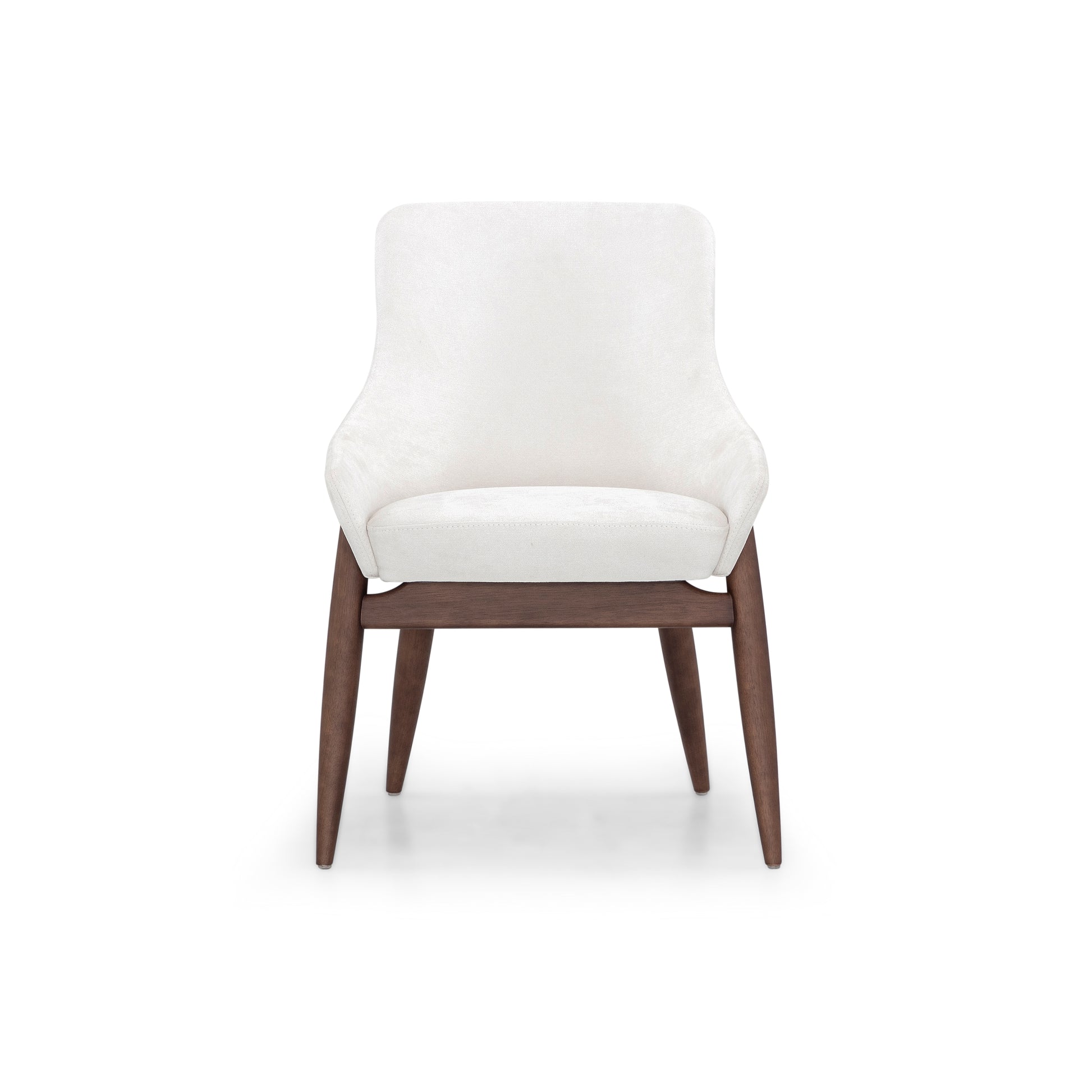 White chair with wooden legs on a white background