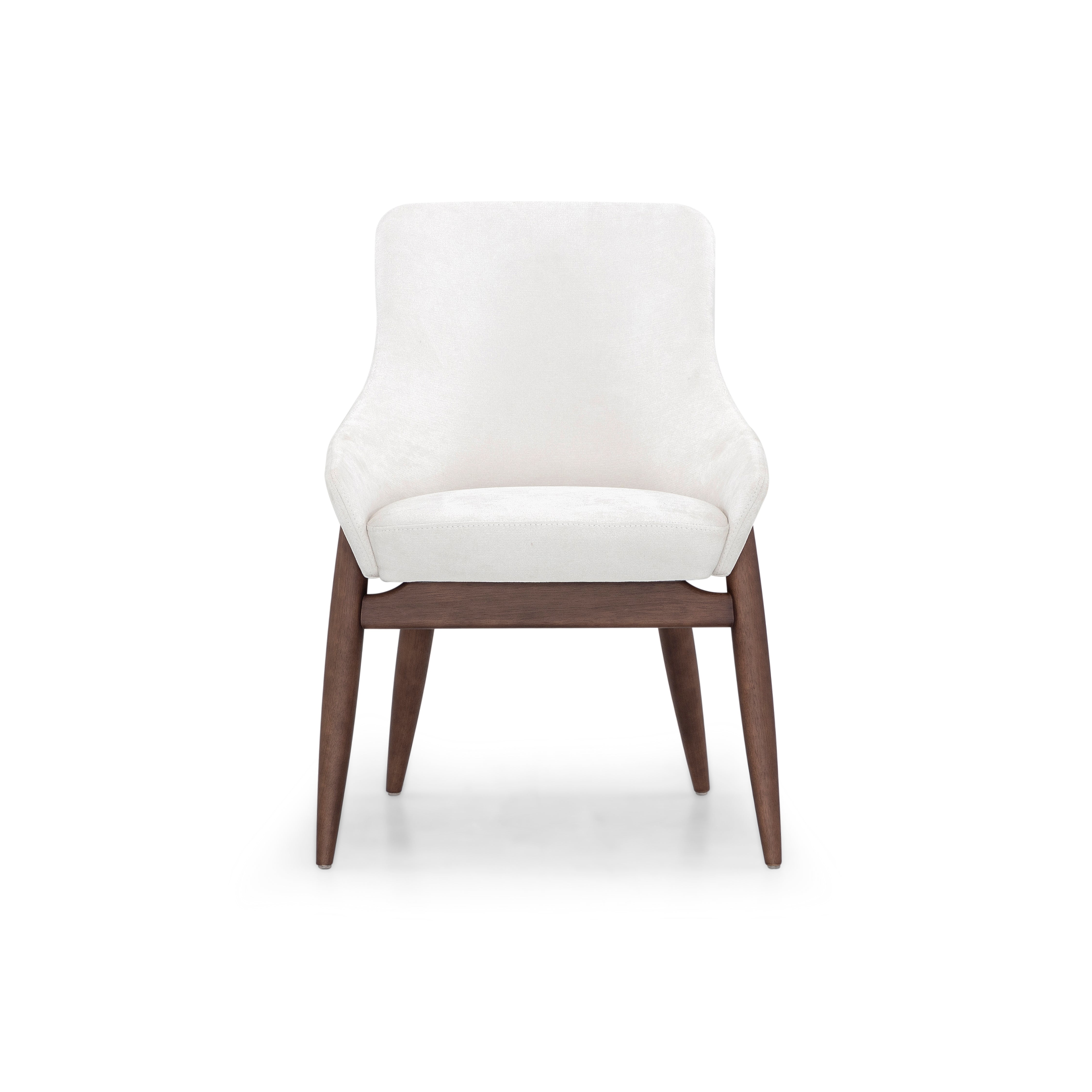 White chair with wooden legs on a white background