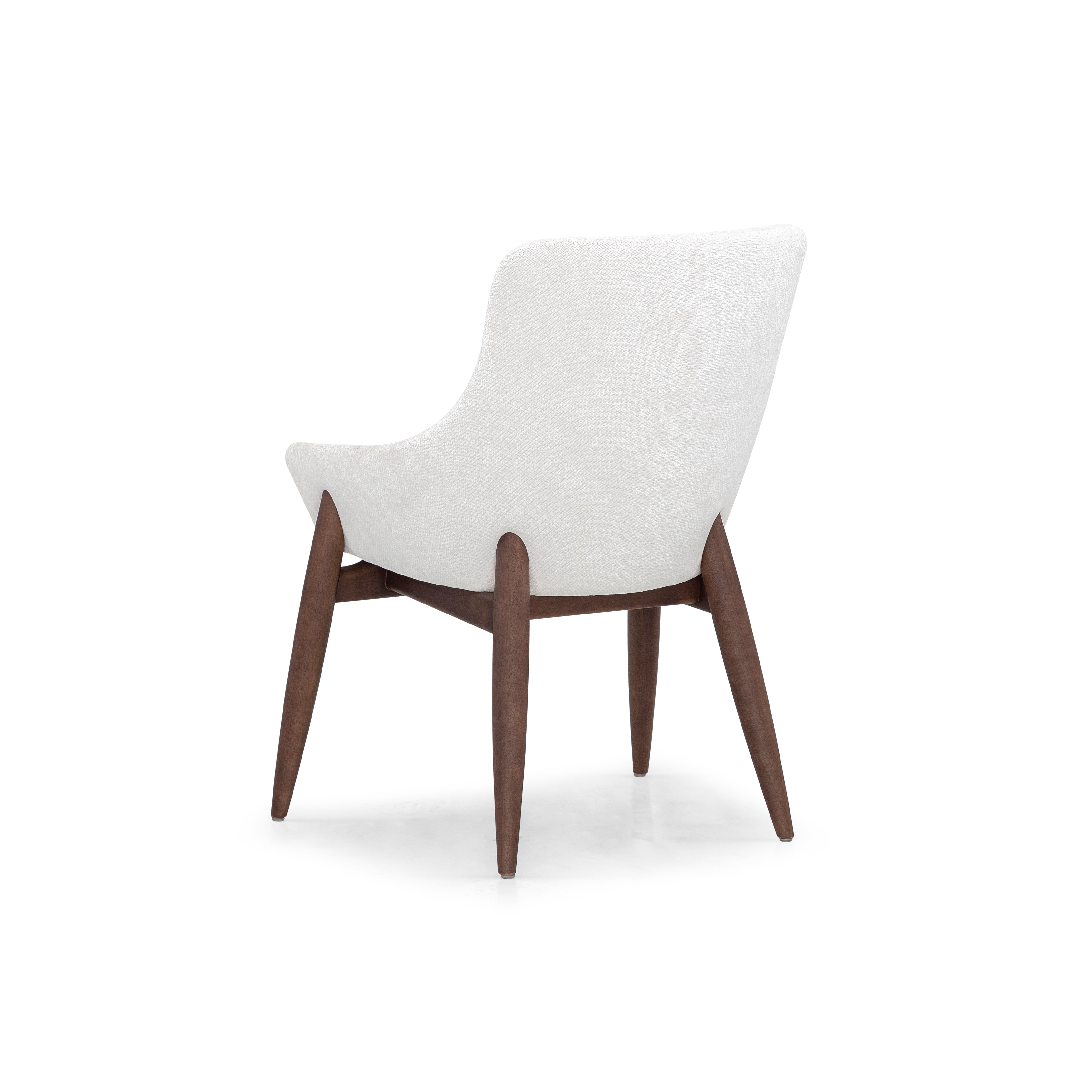 White chair with wooden legs on a white background