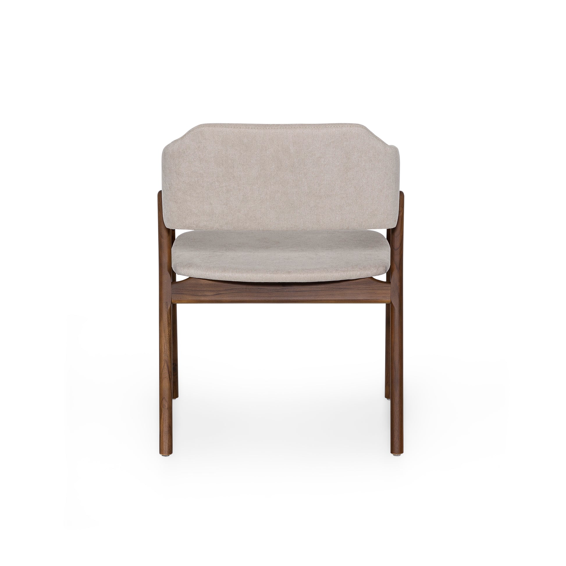 Chair with gray cushioned seat and backrest on a white background