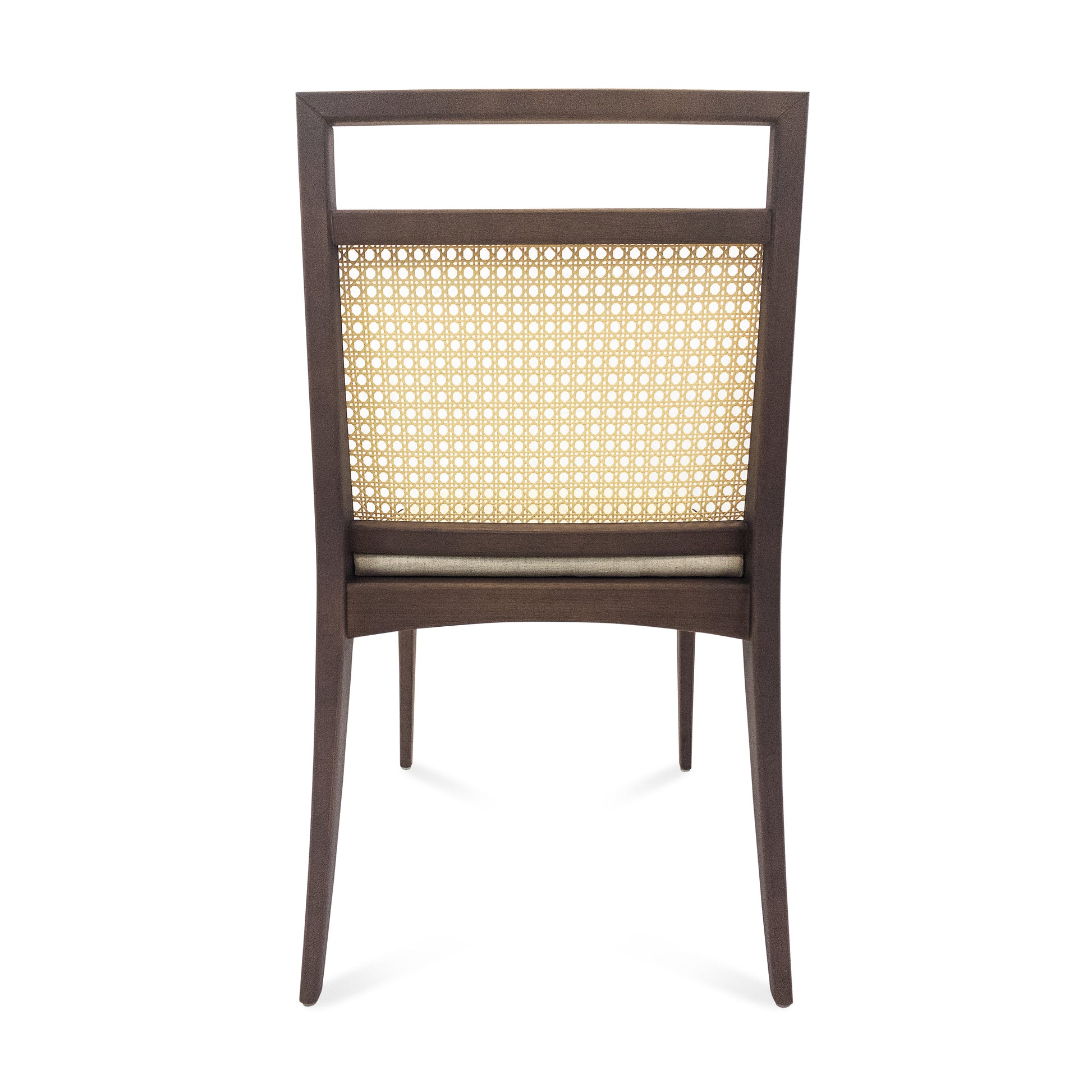 Chair with woven backrest on a white background