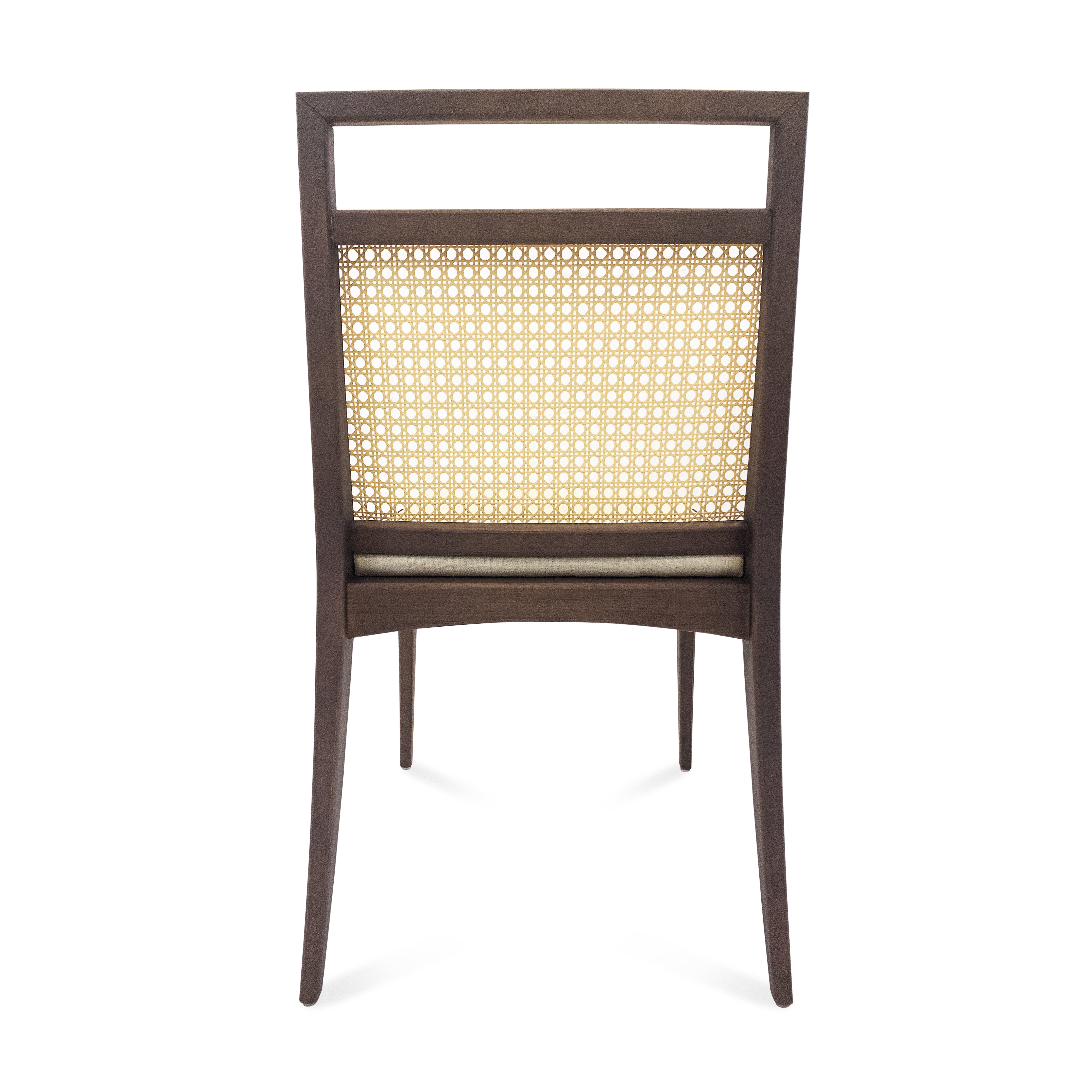 Chair with woven backrest on a white background