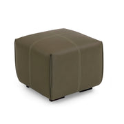 Brown cube-shaped ottoman on a white background