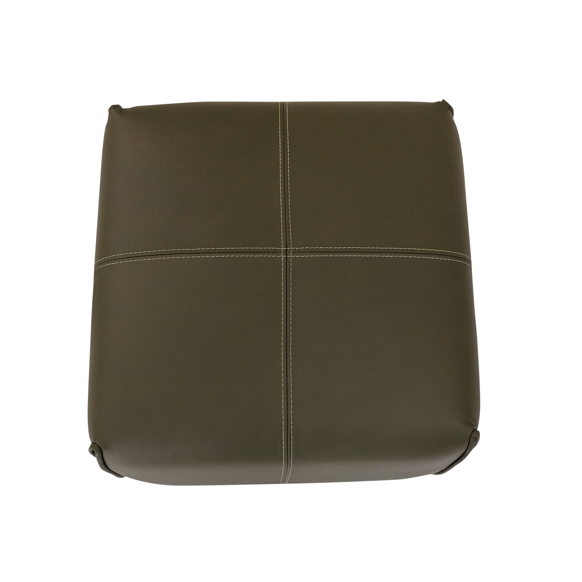 Brown leather ottoman on a white background