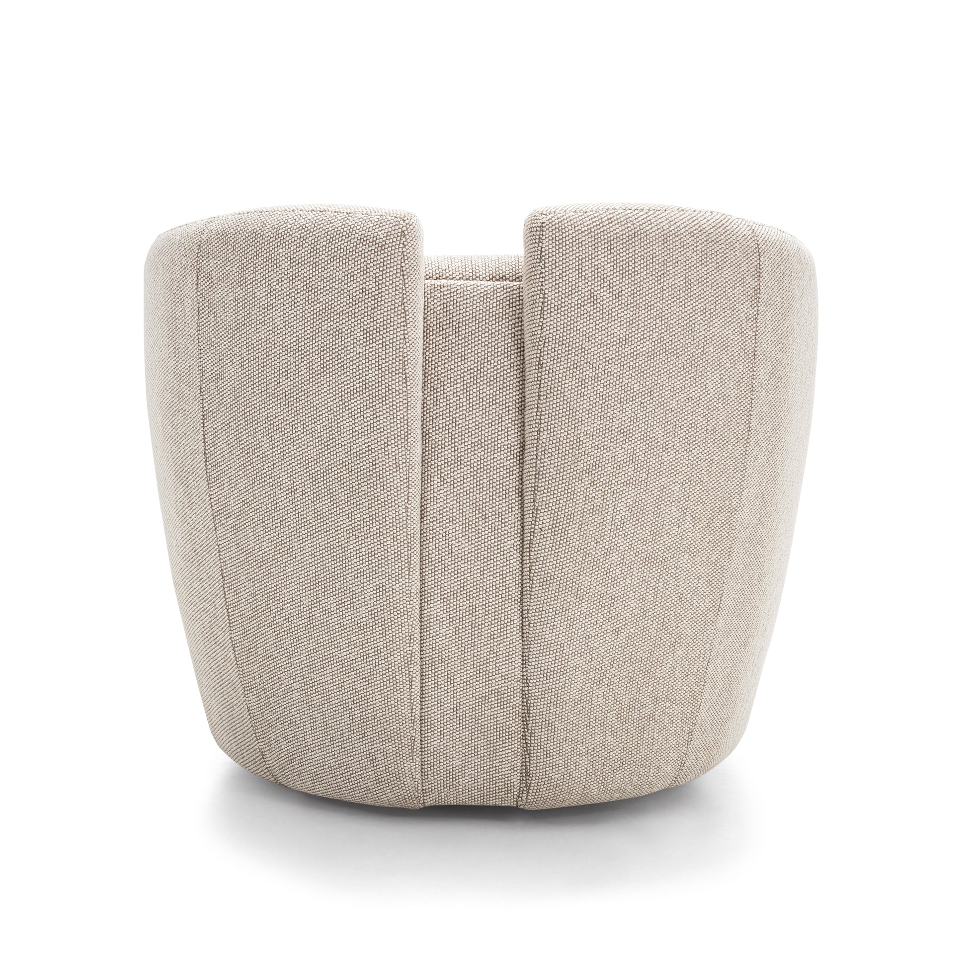 Beige fabric ottoman on a white background
