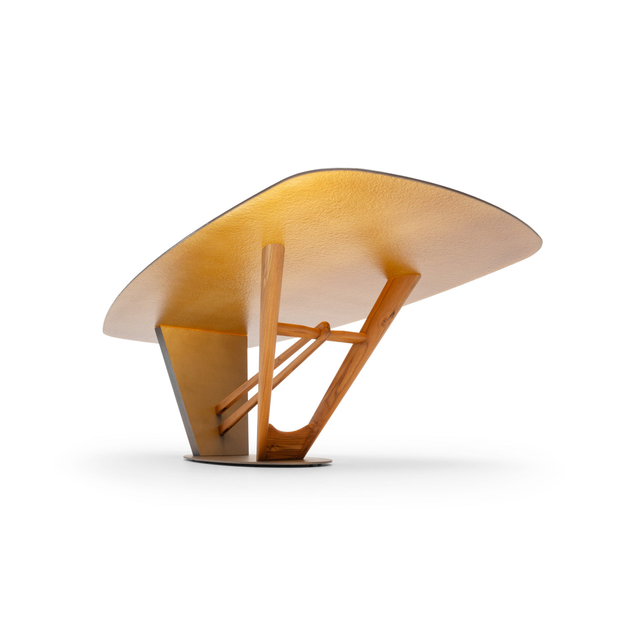 Modern table lamp with a unique design on a white background