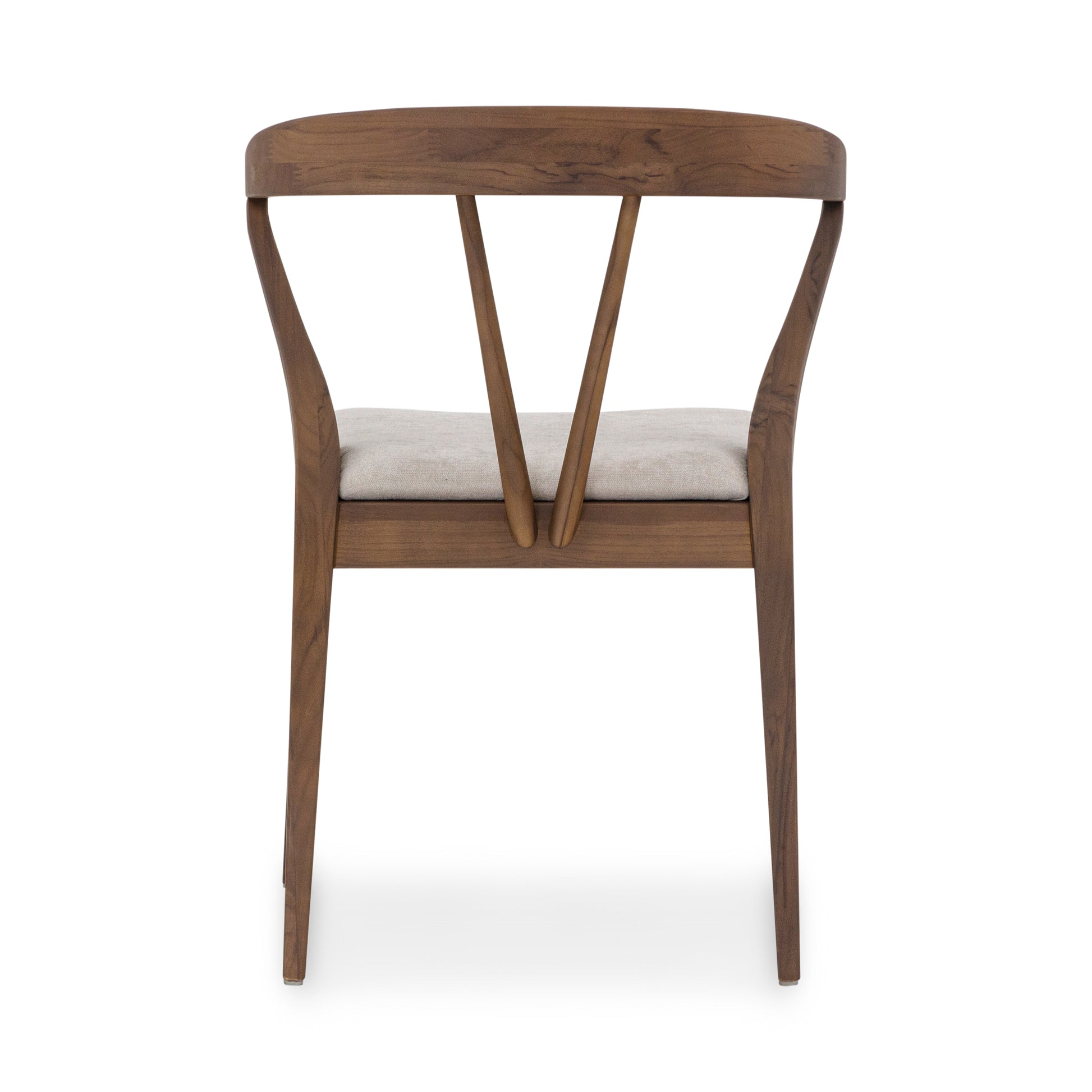 Wooden chair with a cushioned seat on a white background