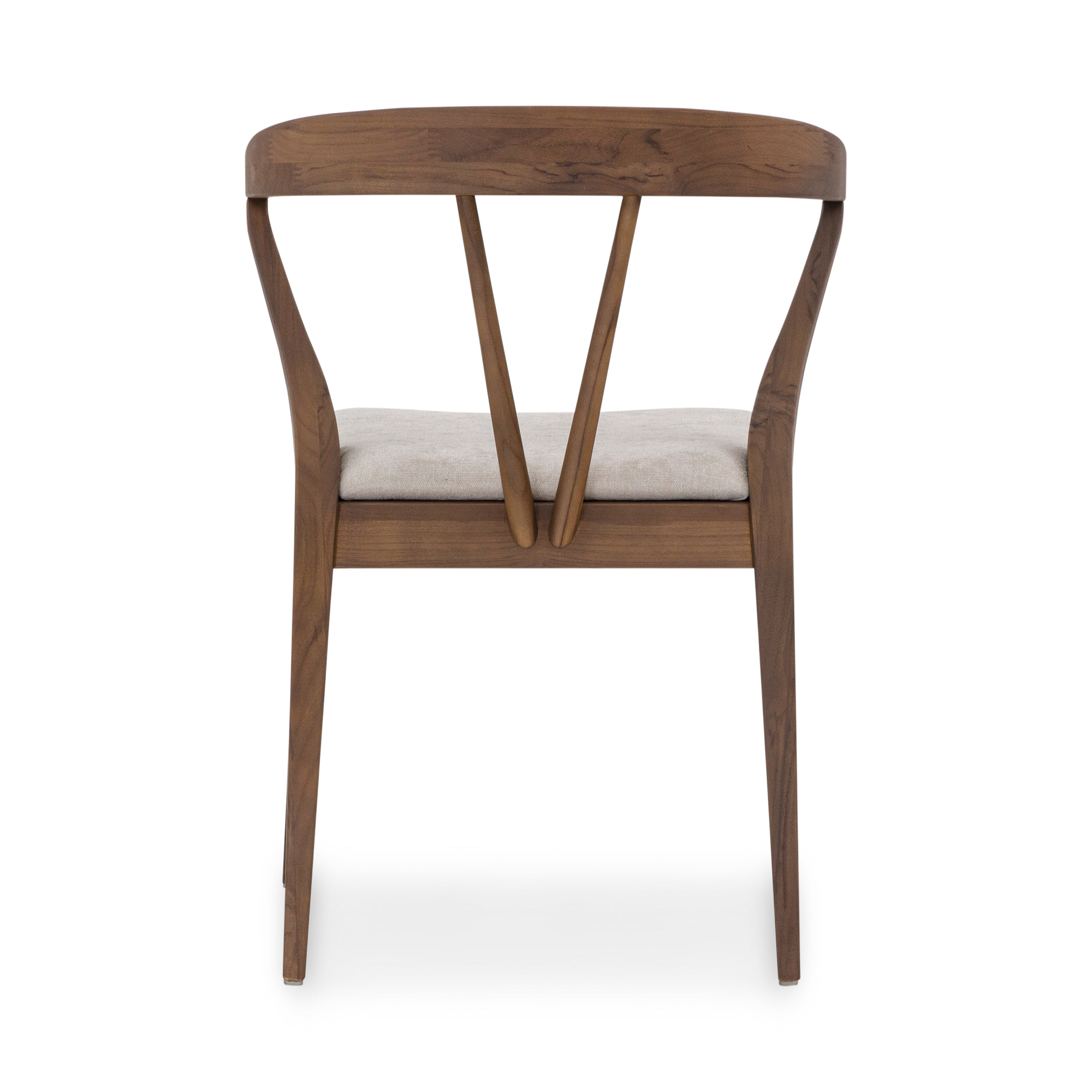 Wooden chair with a cushioned seat on a white background