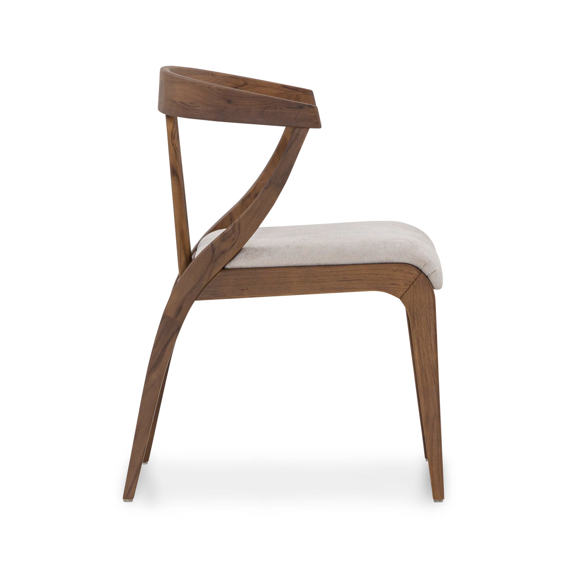 Wooden chair with a white cushion on a white background