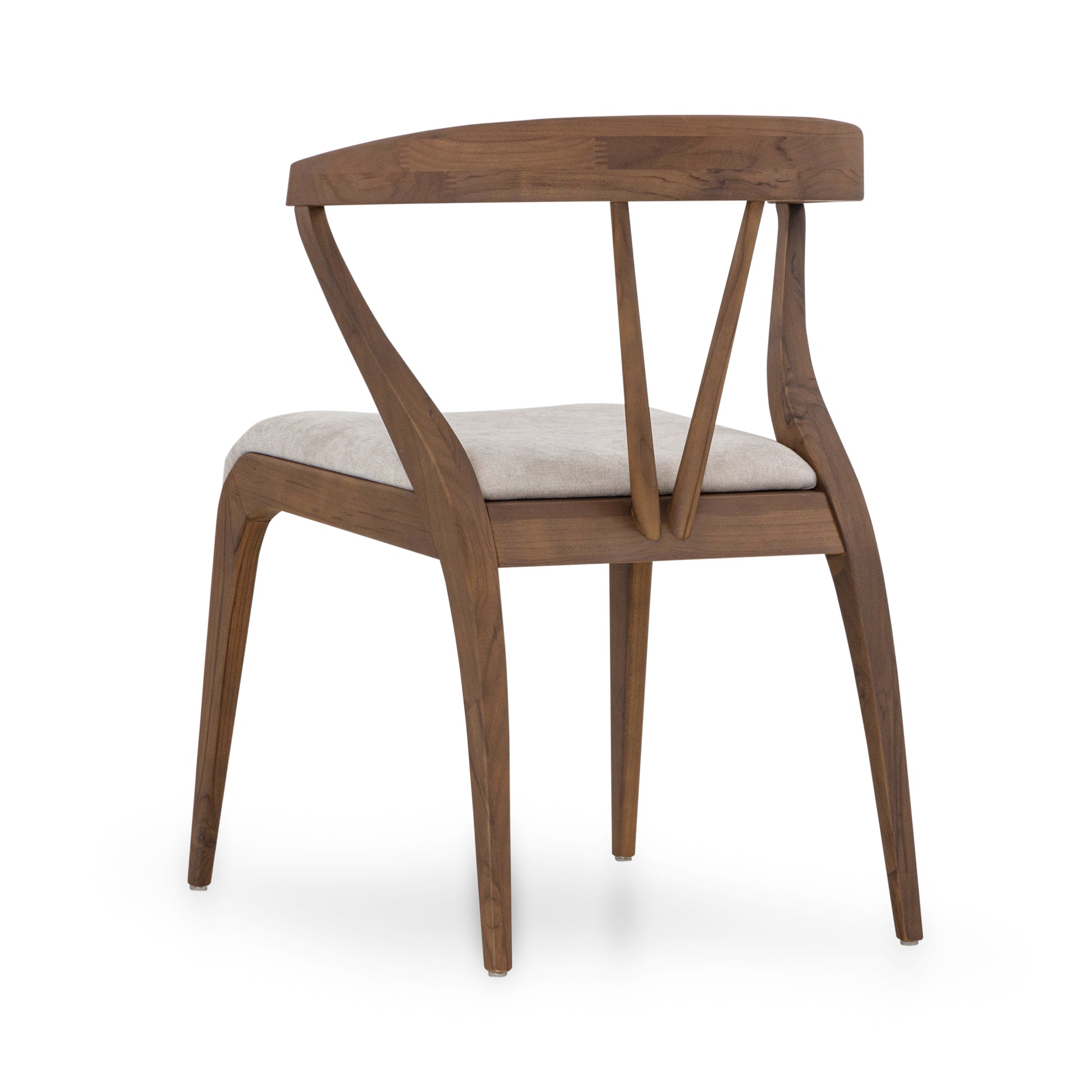Wooden chair with a cushioned seat on a white background