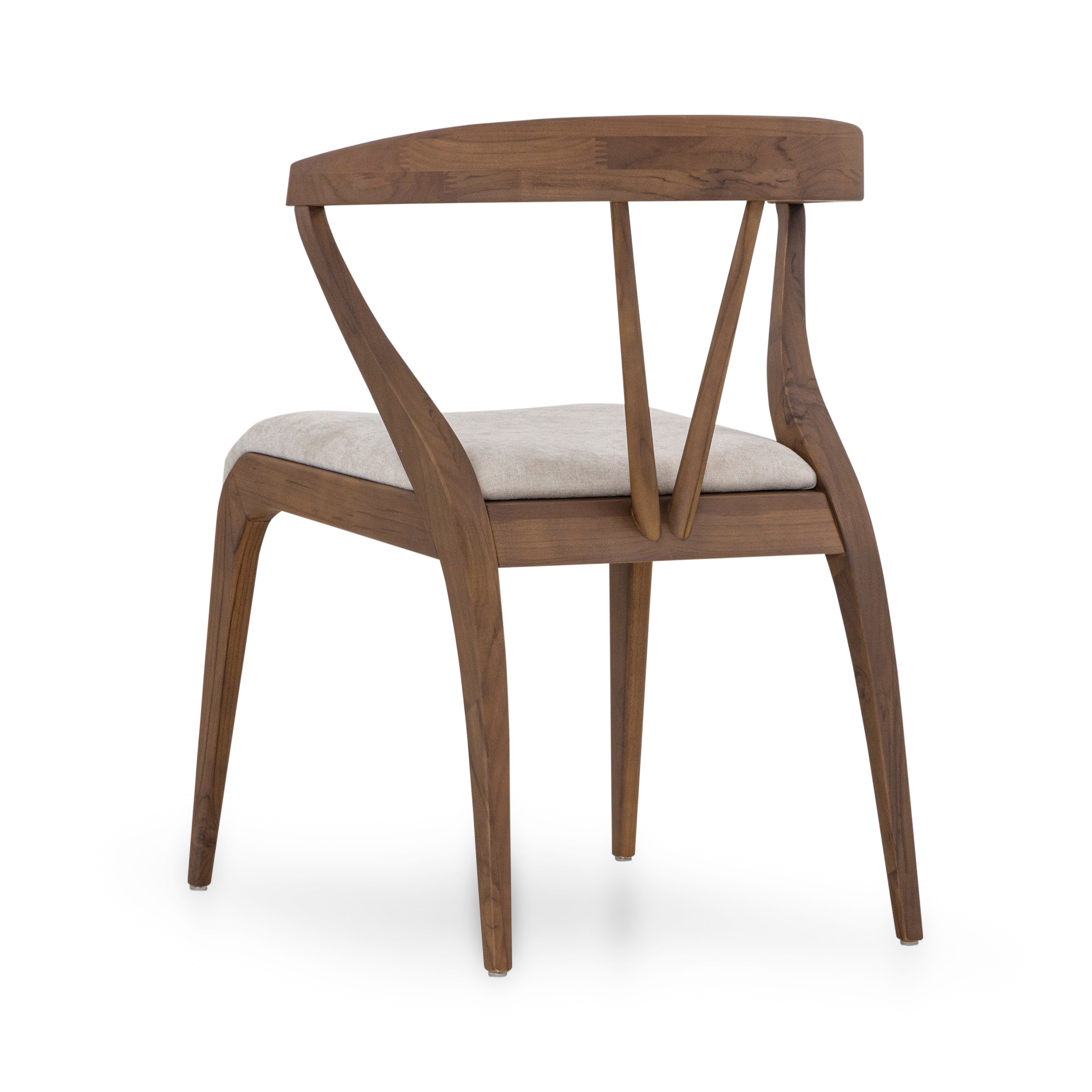 Wooden chair with a cushioned seat on a white background