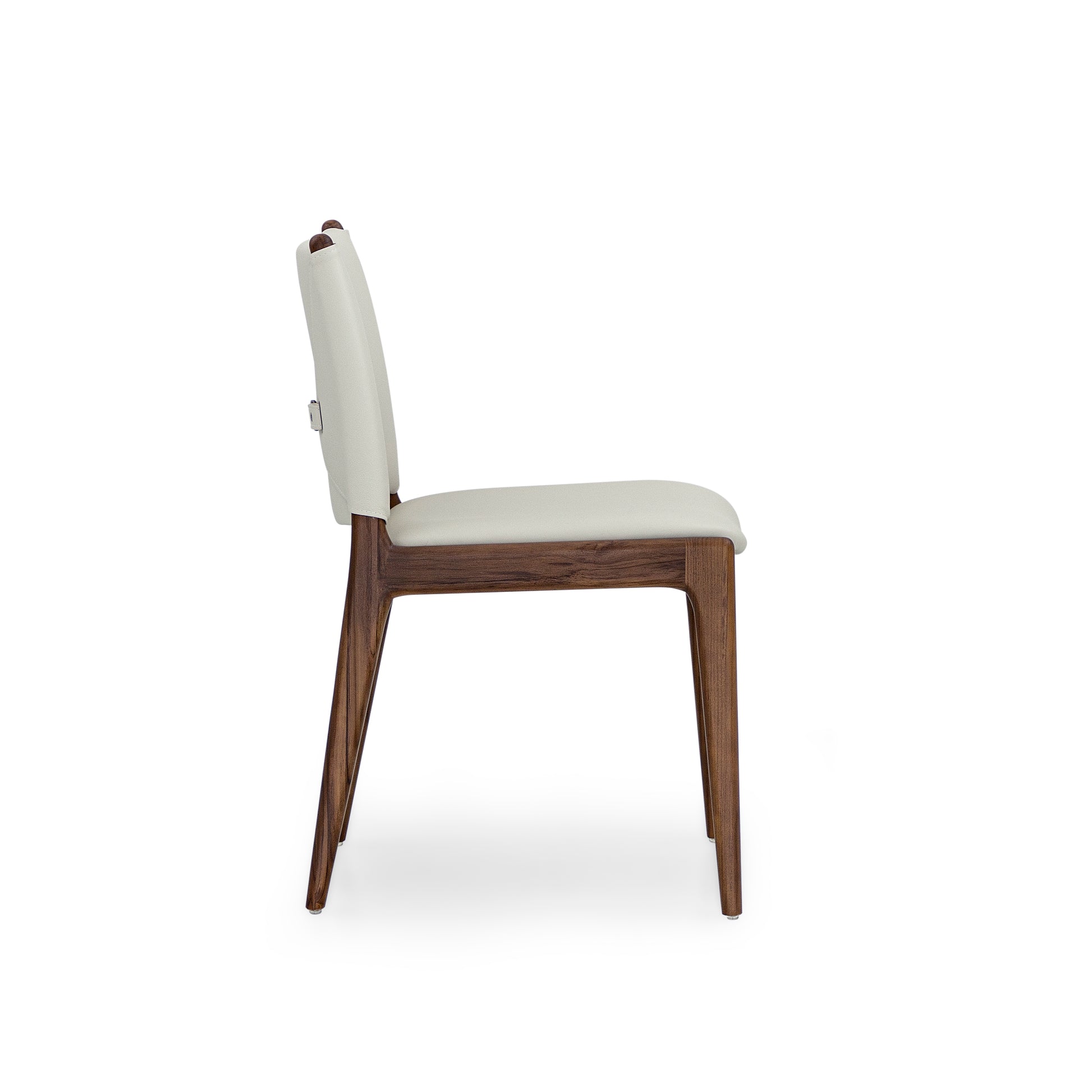 Chair with white cushioned seat and backrest on a white background