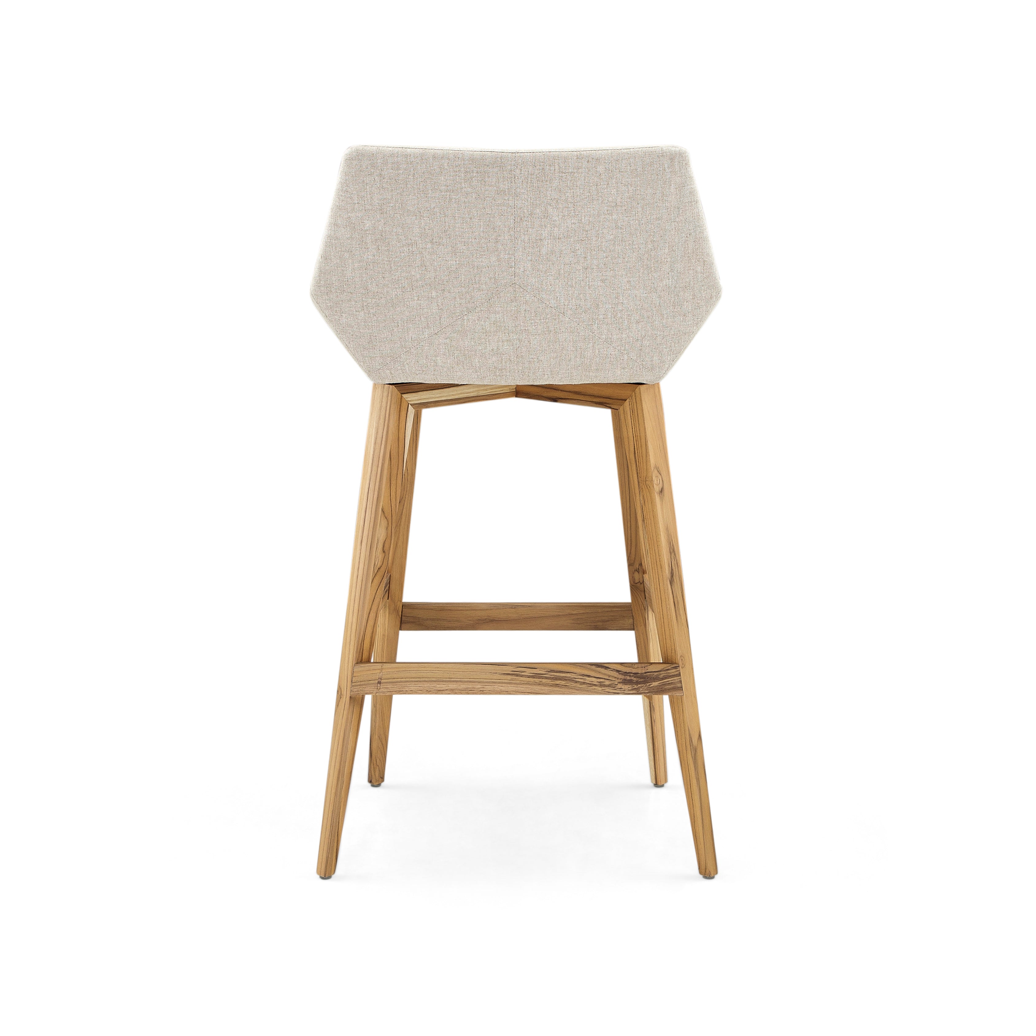 CUBI Bar Stool in Teak and Oatmeal fabric