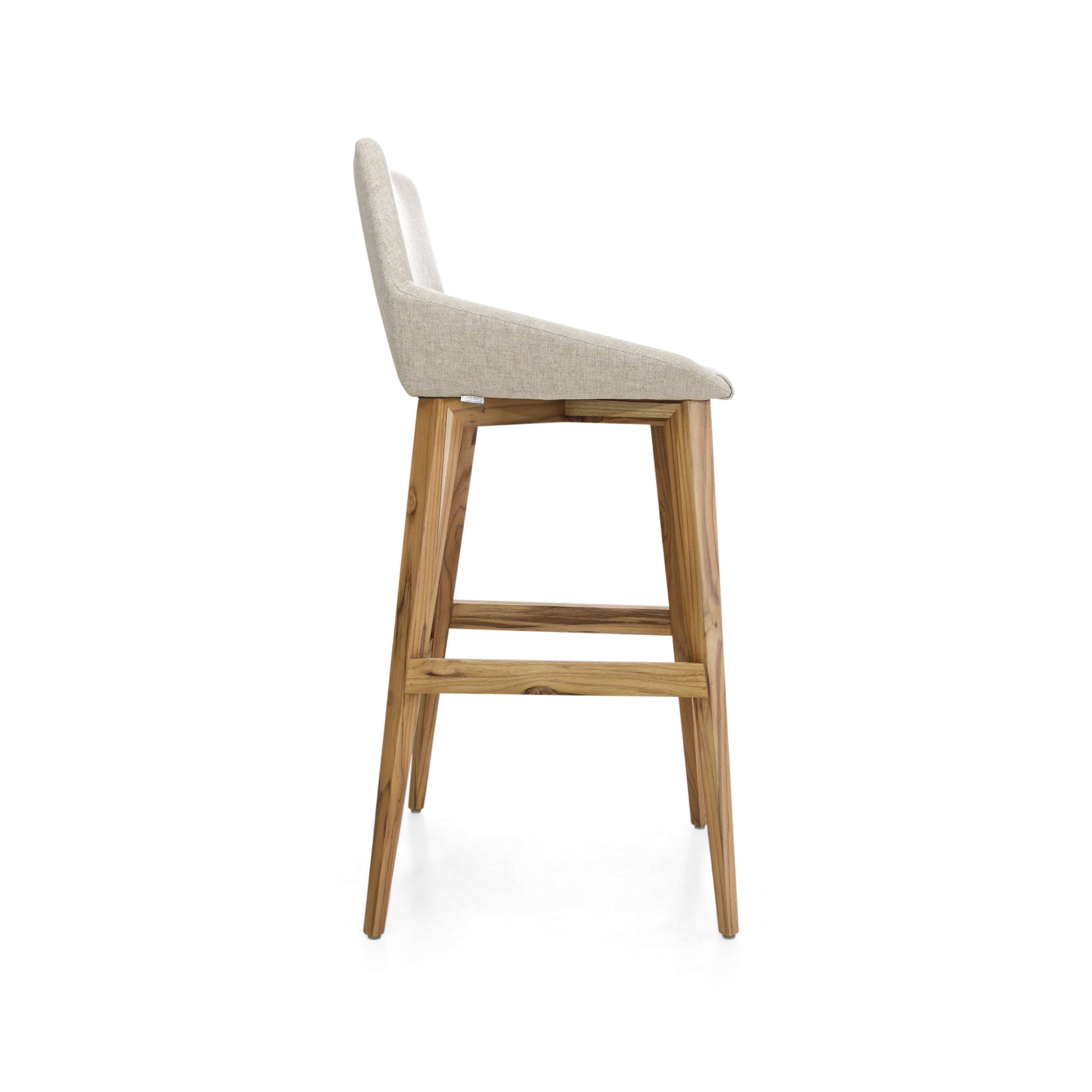 CUBI Bar Stool in Teak and Oatmeal fabric