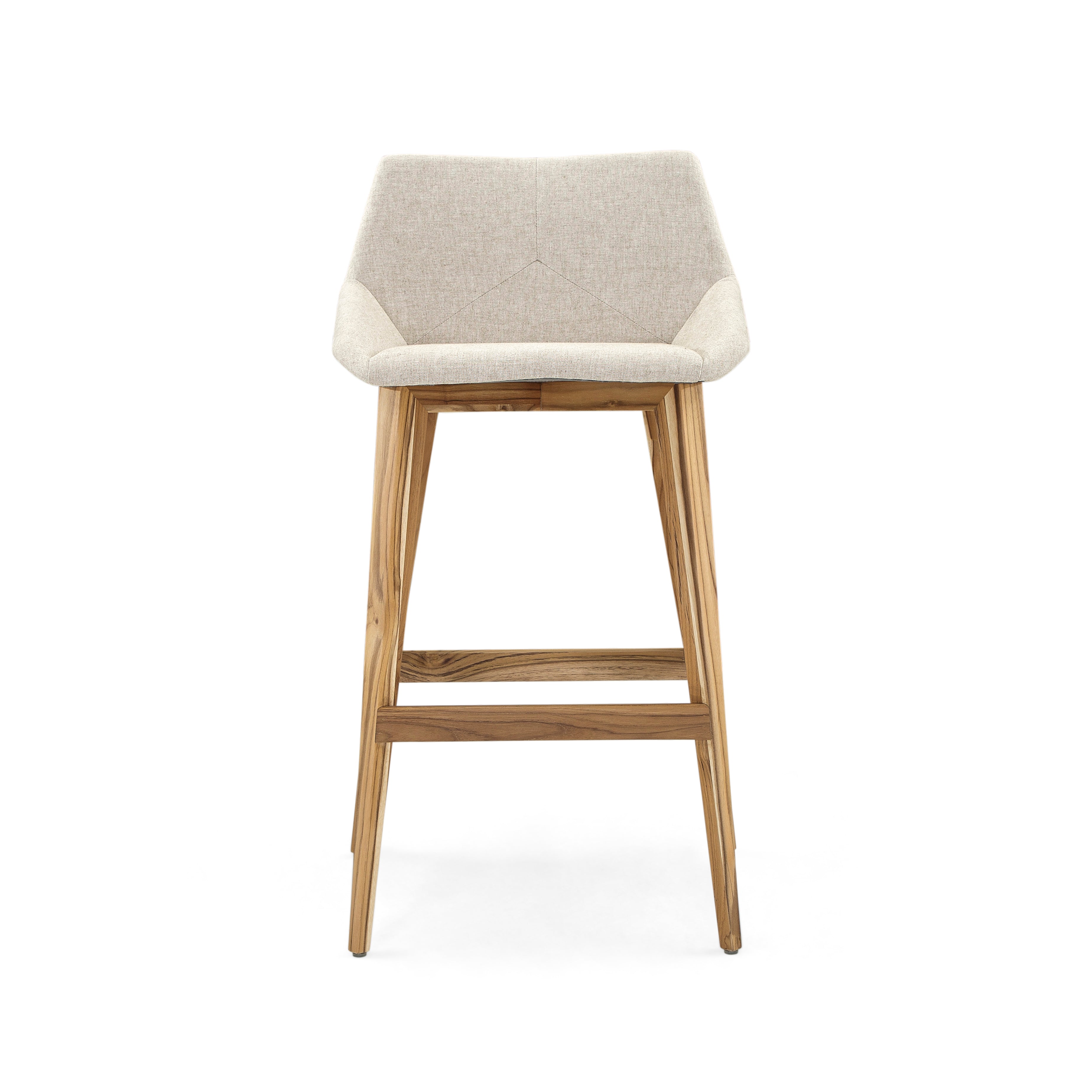 CUBI Bar Stool in Teak and Oatmeal fabric