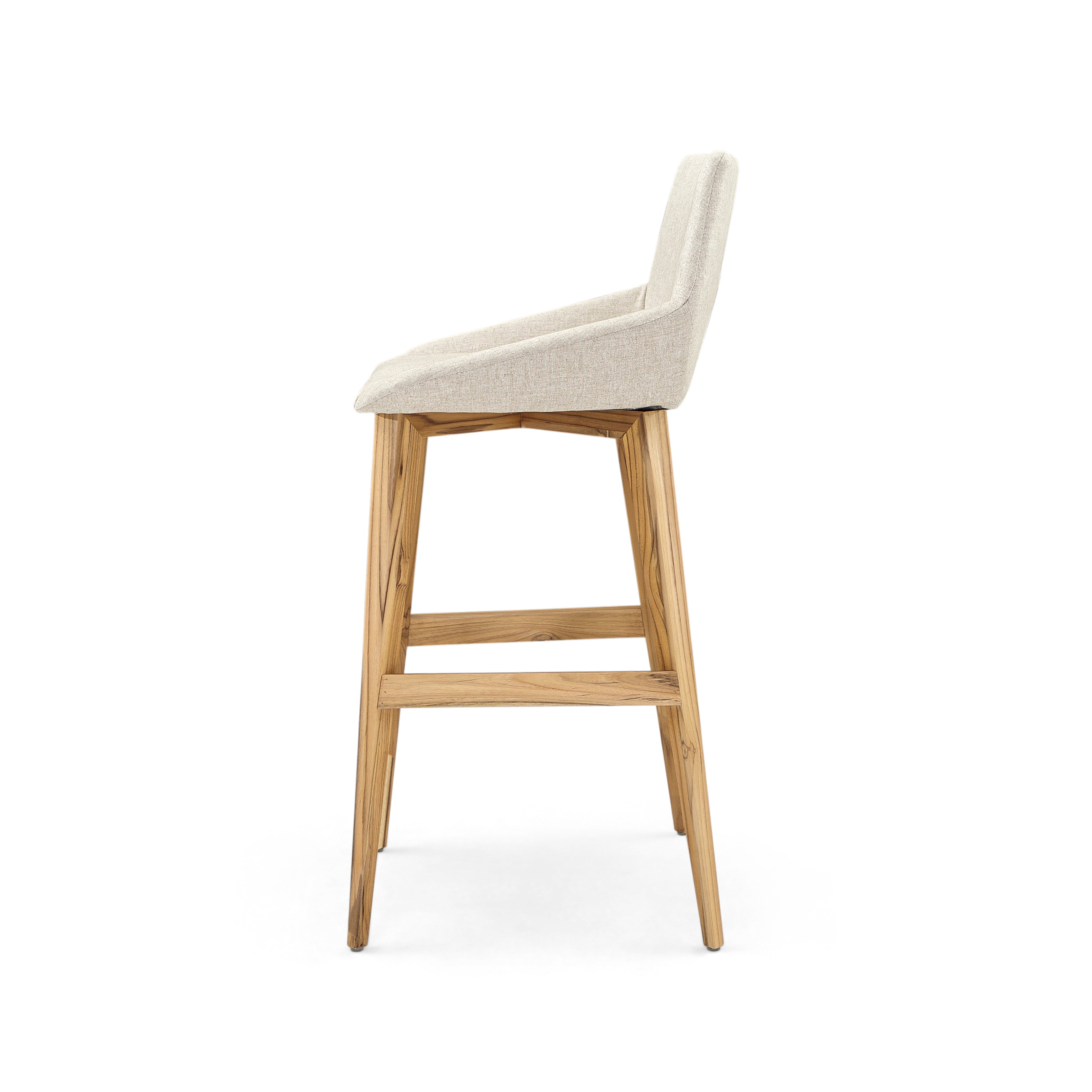 CUBI Bar Stool in Teak and Oatmeal fabric