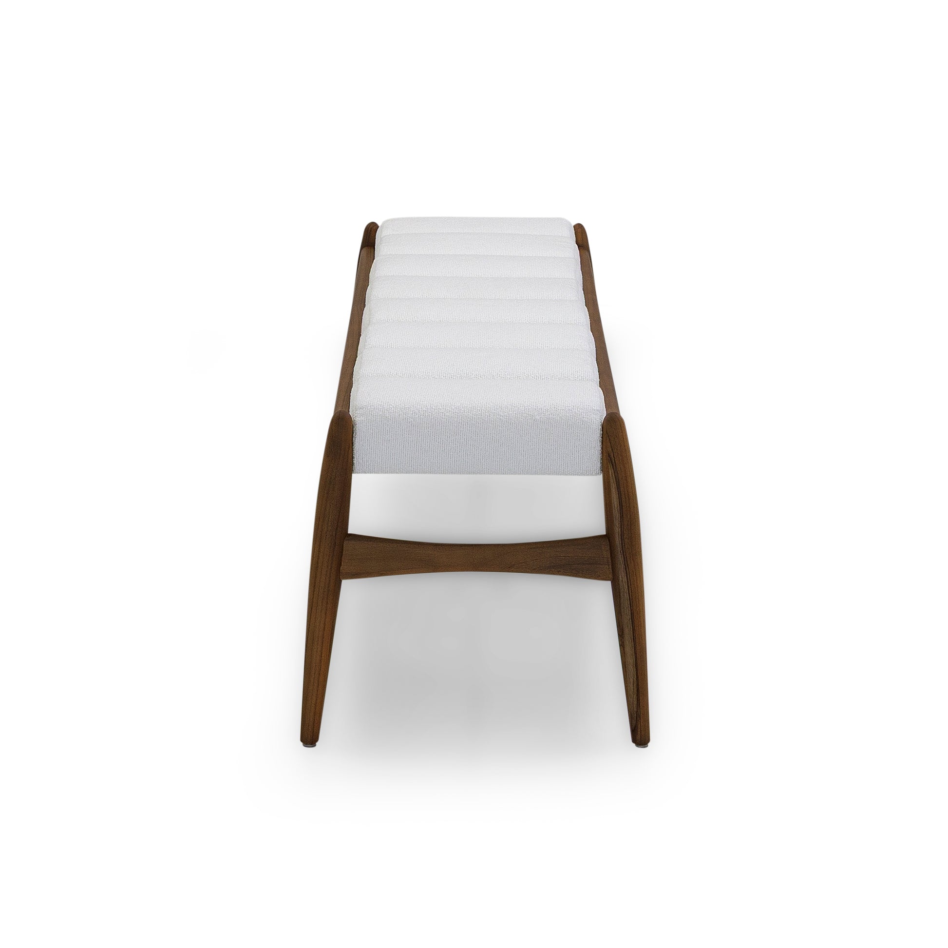 Wooden chair with white cushion on a white background