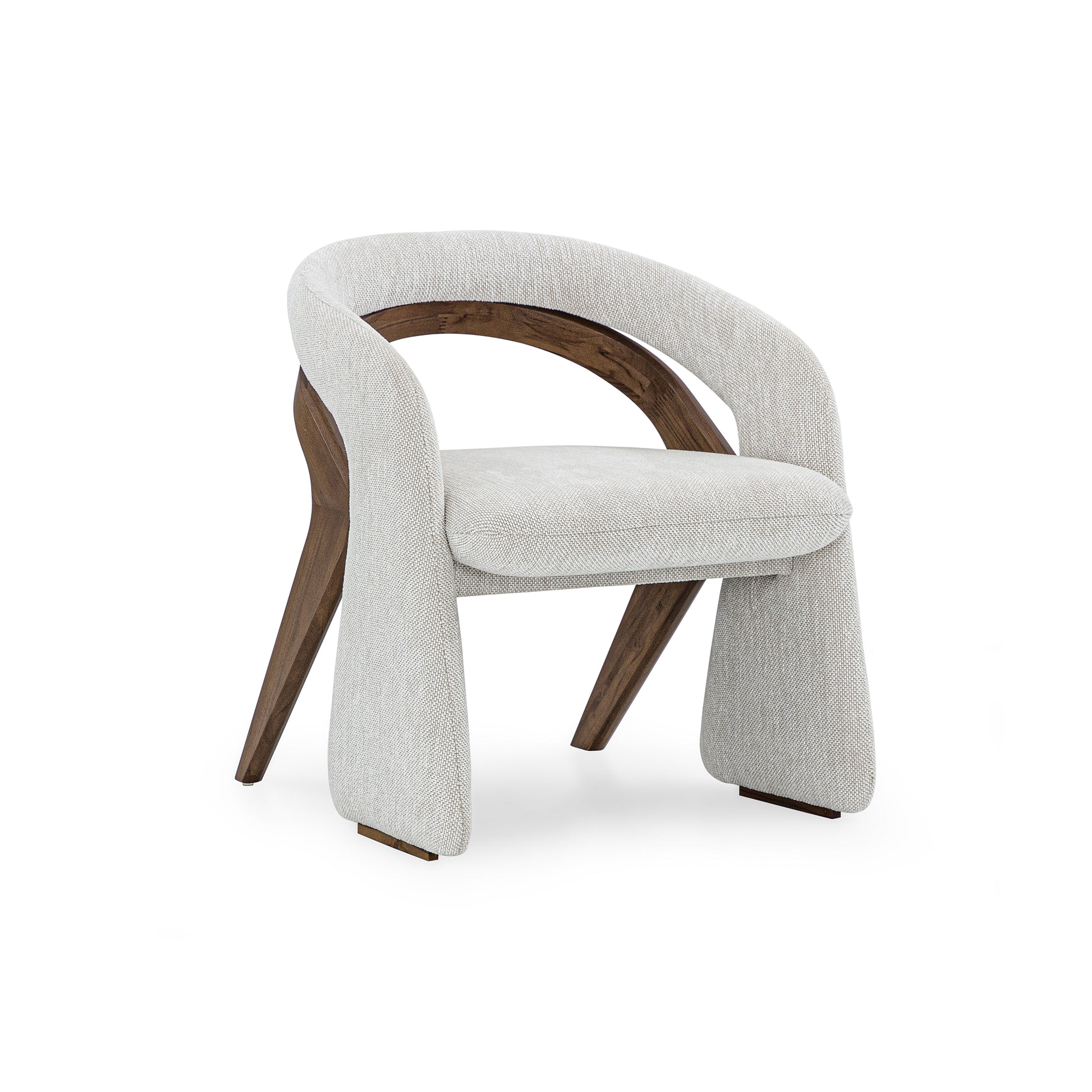 Chair with gray cushioned seat and backrest on a white background