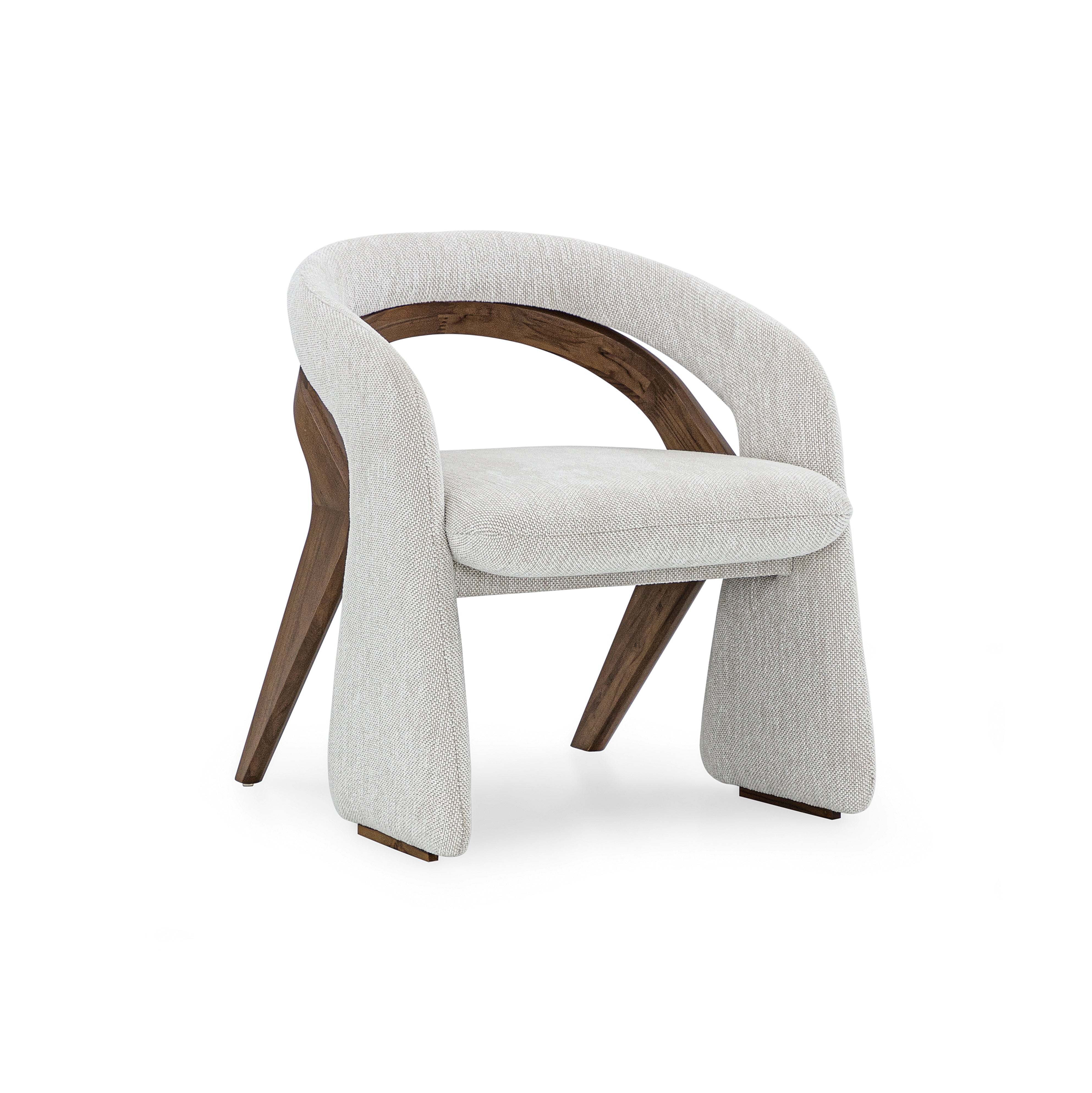 Chair with gray cushioned seat and backrest on a white background