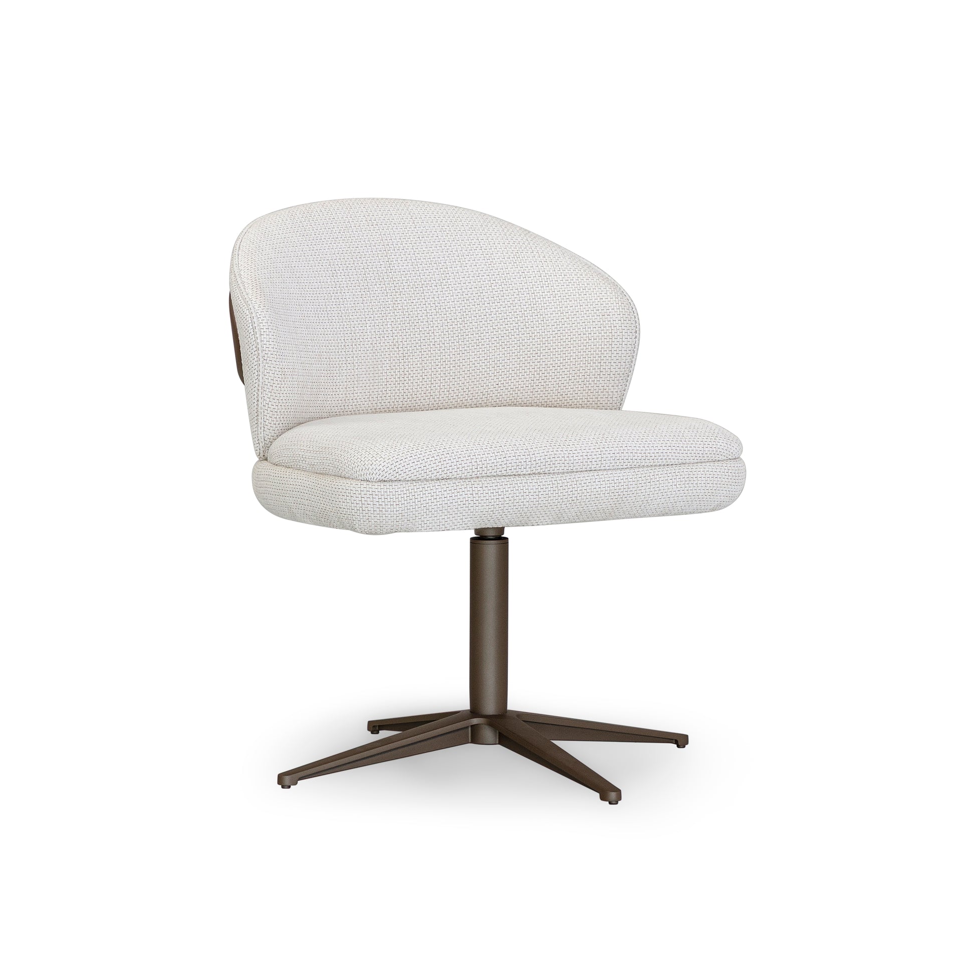 Modern chair with a white upholstered seat and backrest on a white background