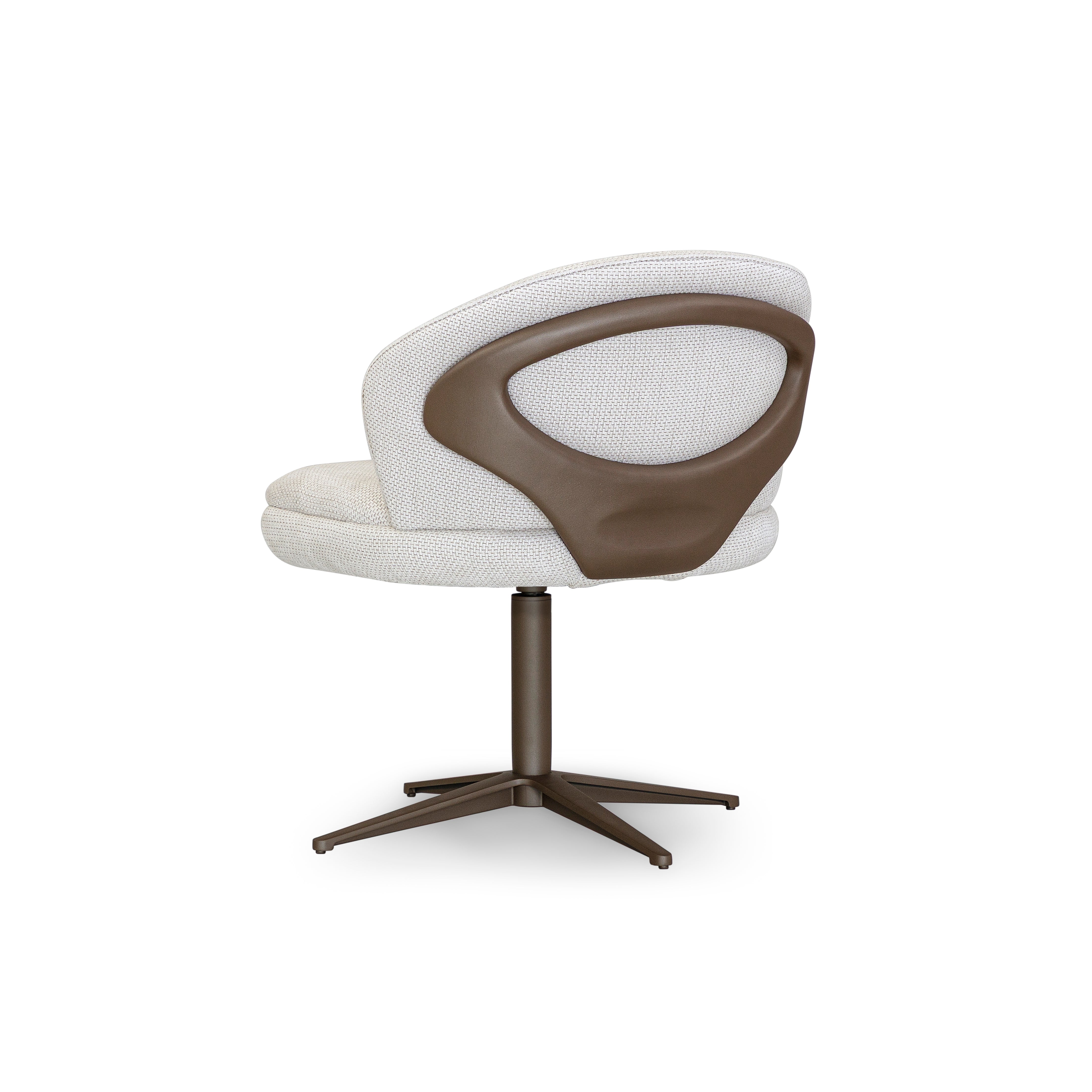 Modern chair with white seat and brown backrest on a white background