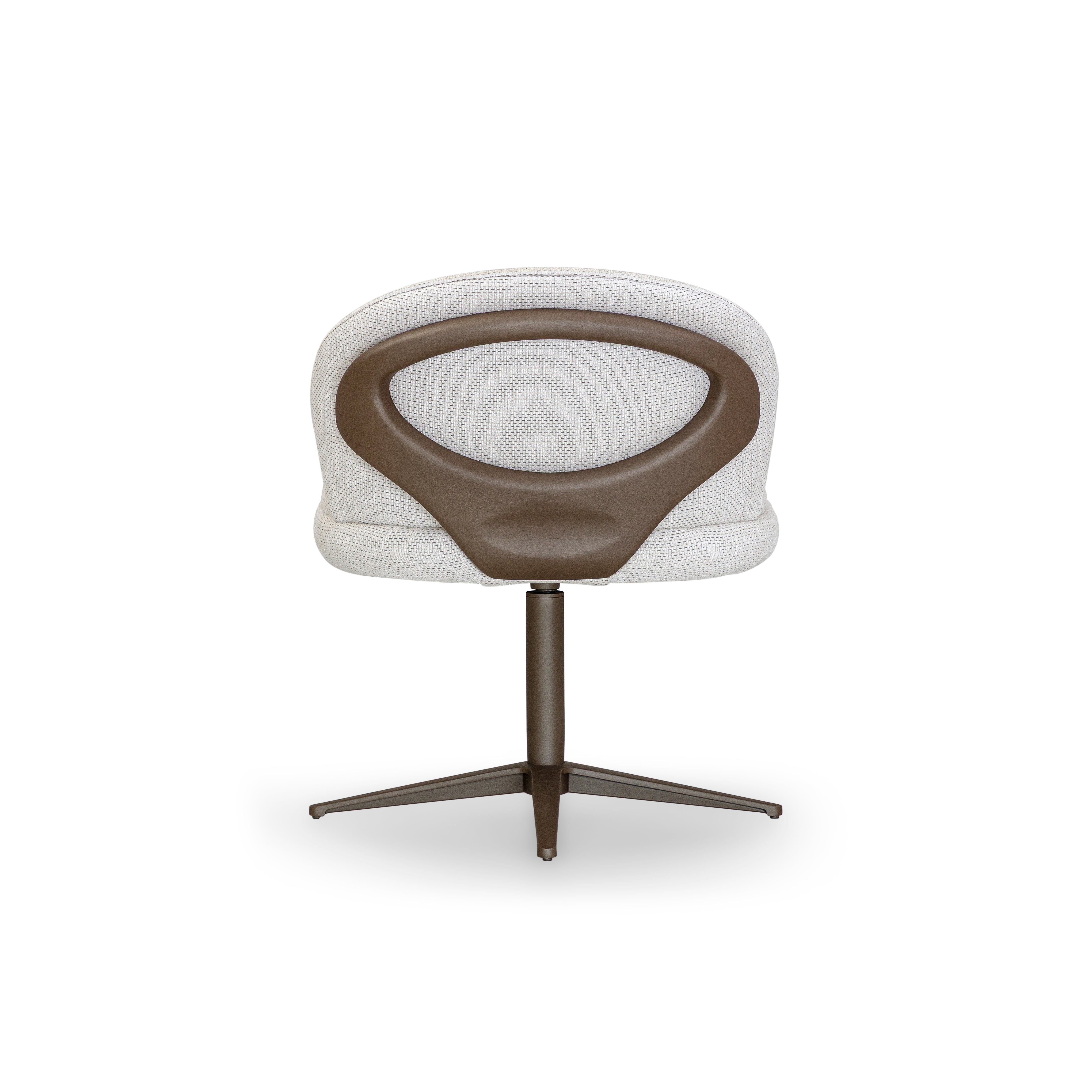 Modern chair with a white seat and brown backrest on a white background