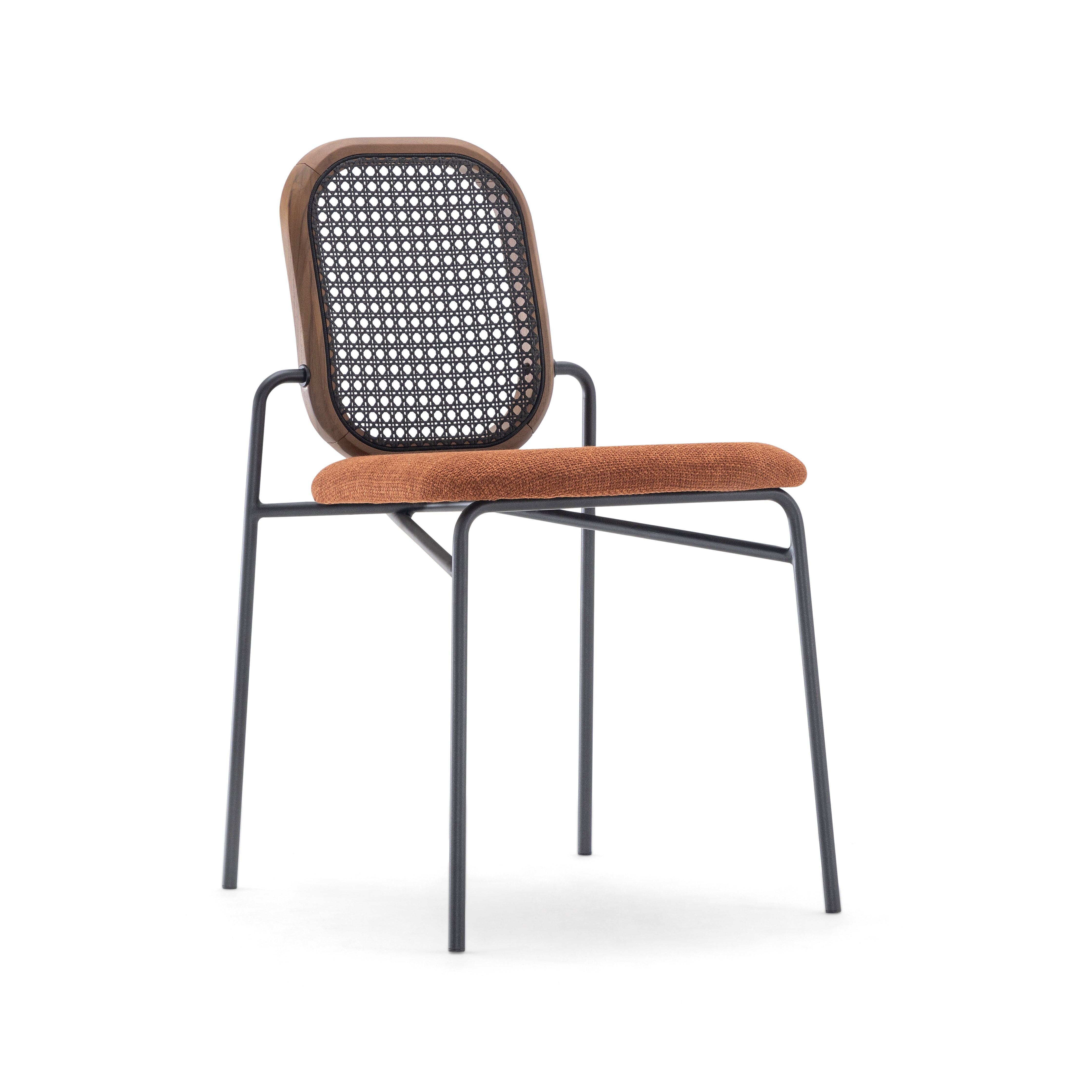 BAMBOO Dining Chair in Walnut and Black (077), A8-2672 and Black Cane