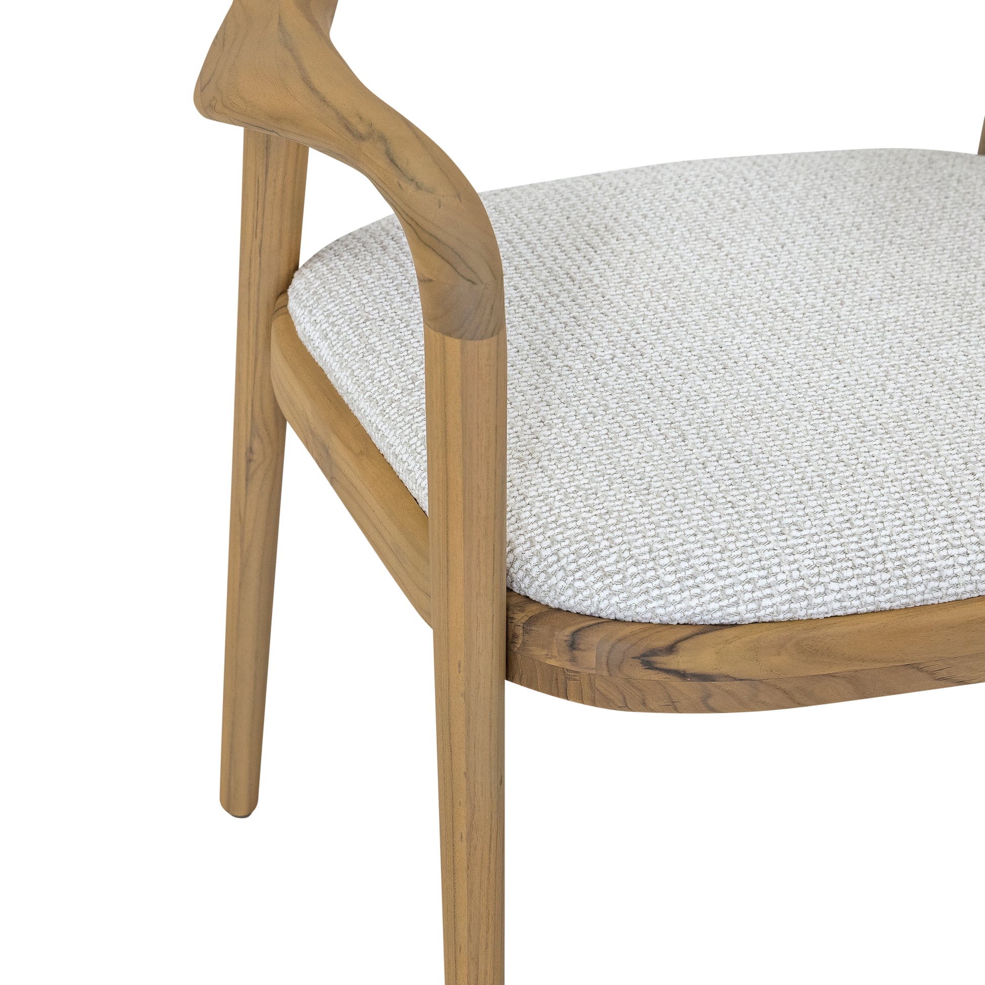Wooden chair with a white cushion on a white background