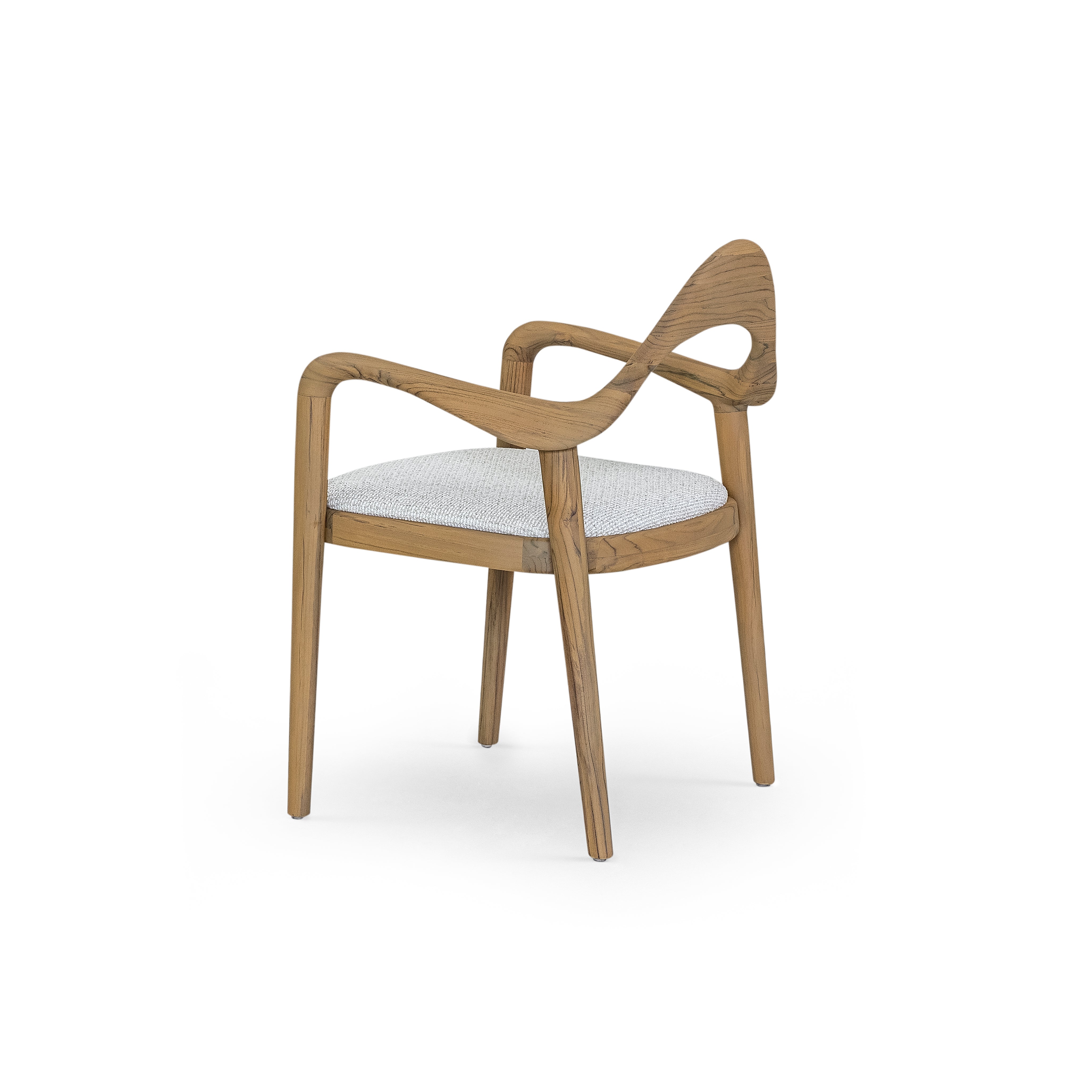 Wooden chair with a curved backrest on a white background