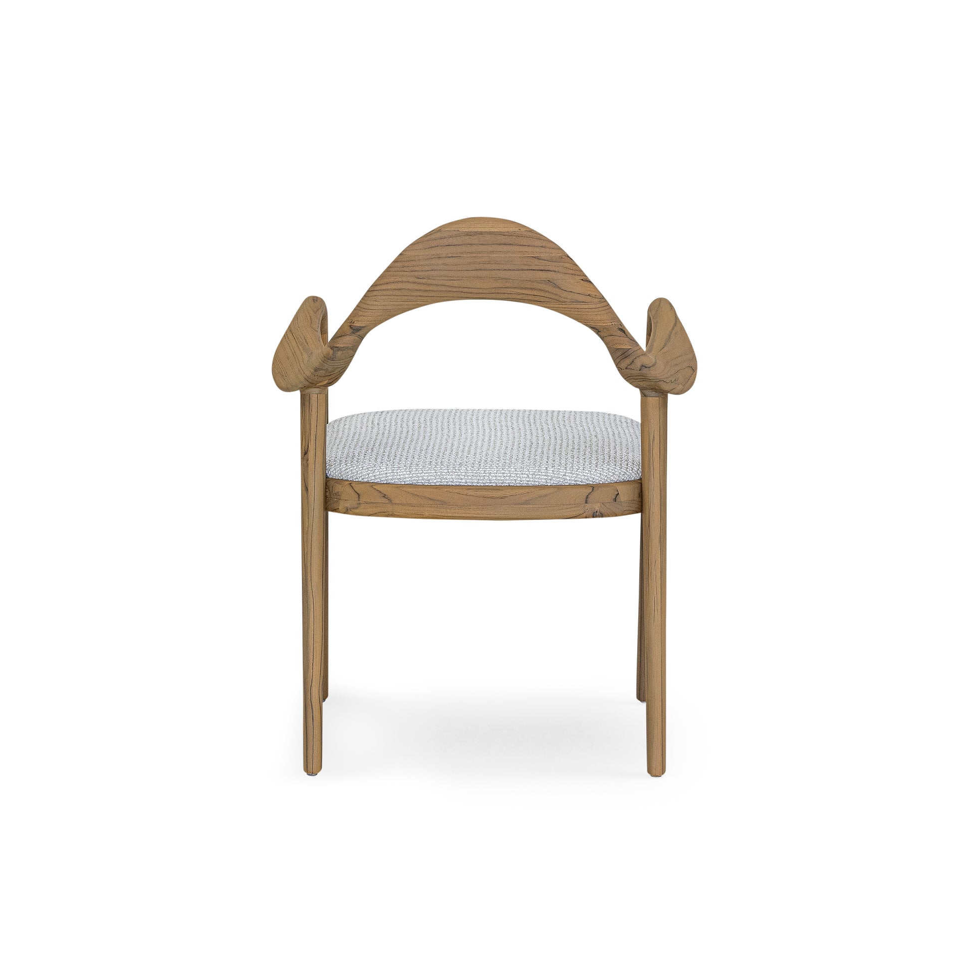 Wooden chair with a white cushion on a white background