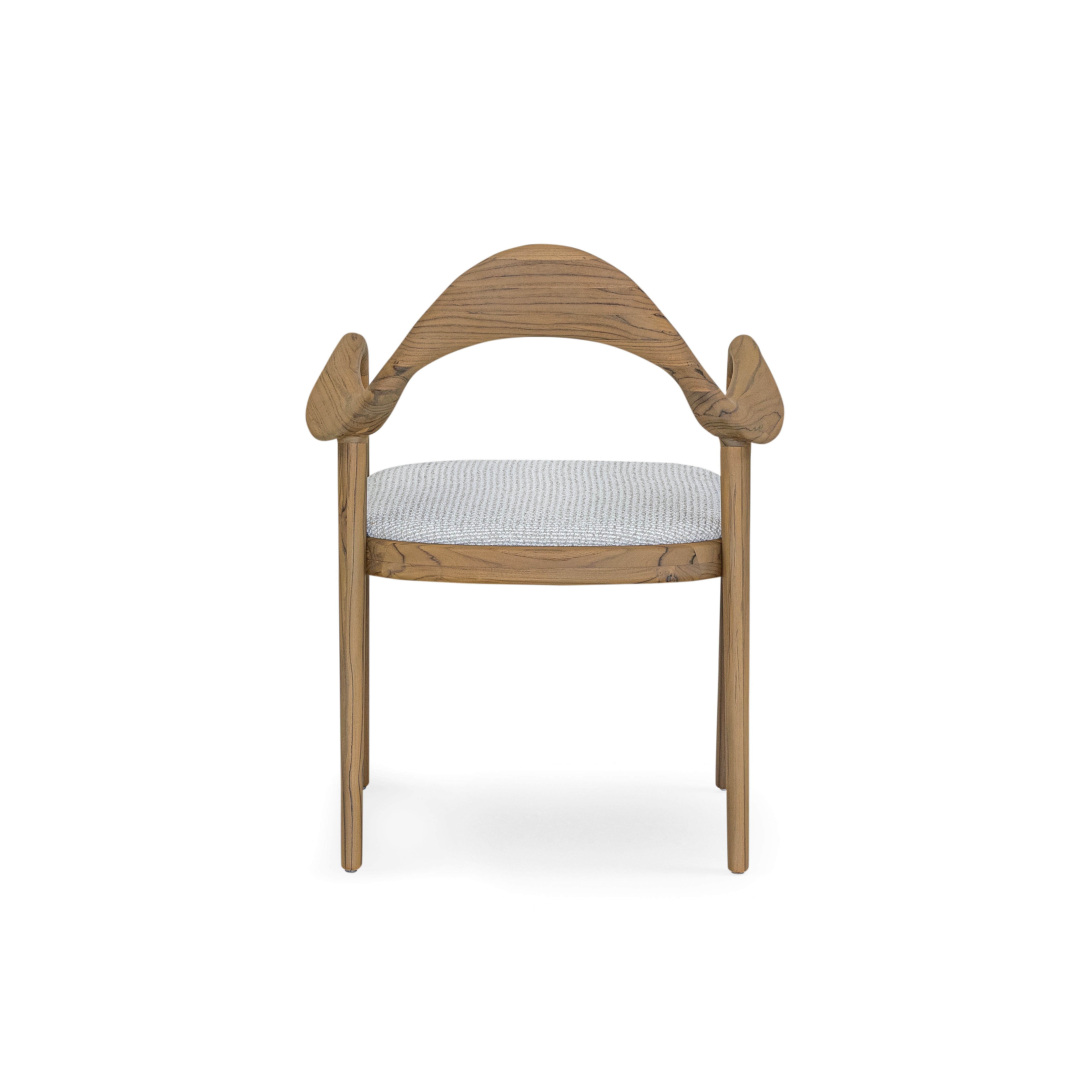 Wooden chair with a white cushion on a white background