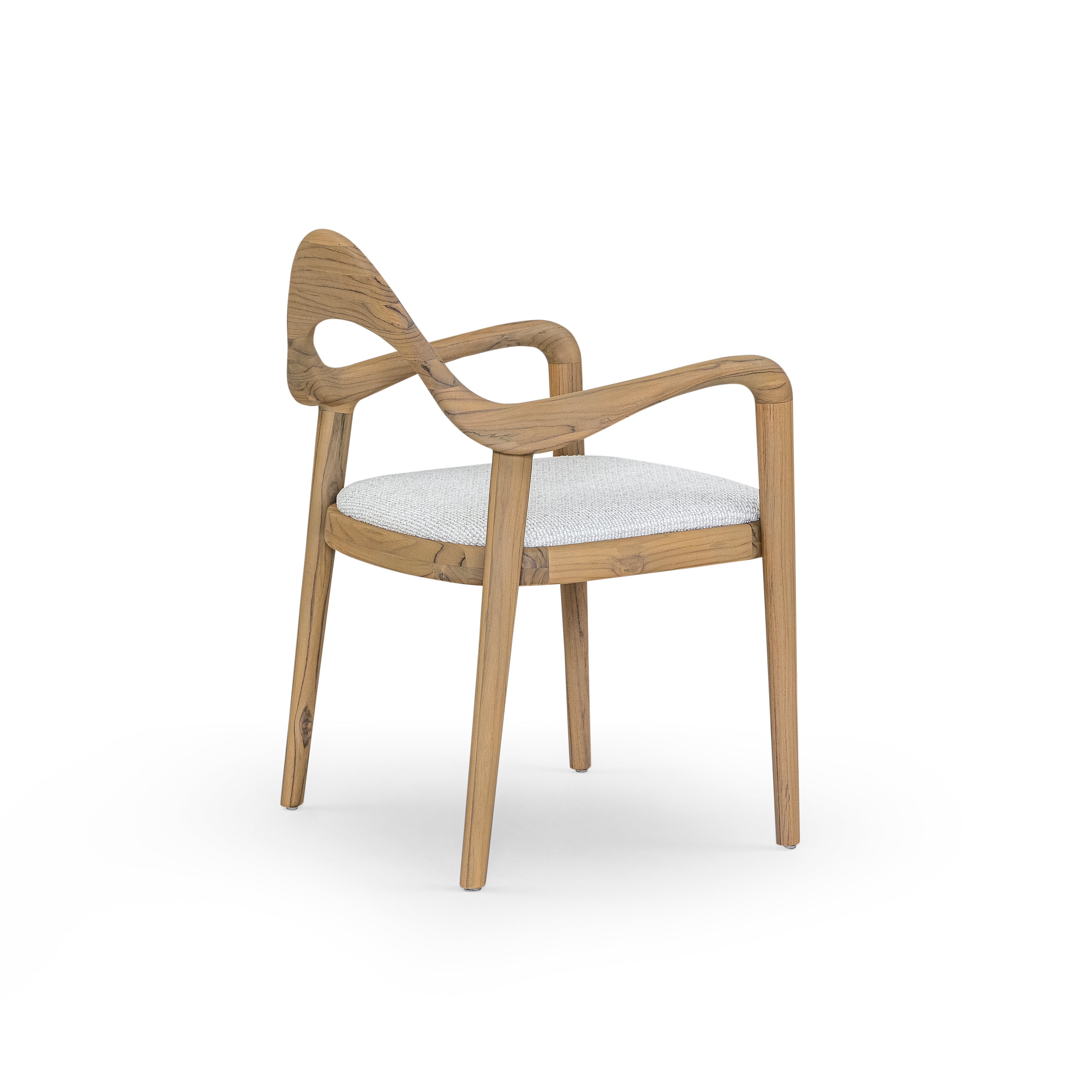 Wooden chair with a white cushion on a white background