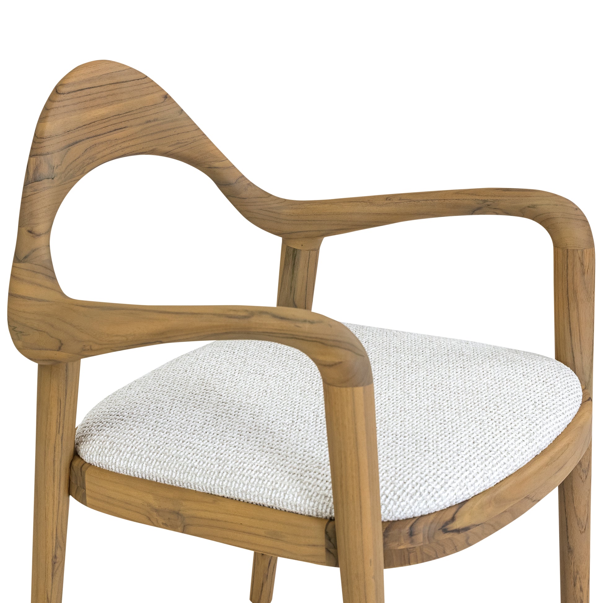 Wooden chair with a white cushion on a white background