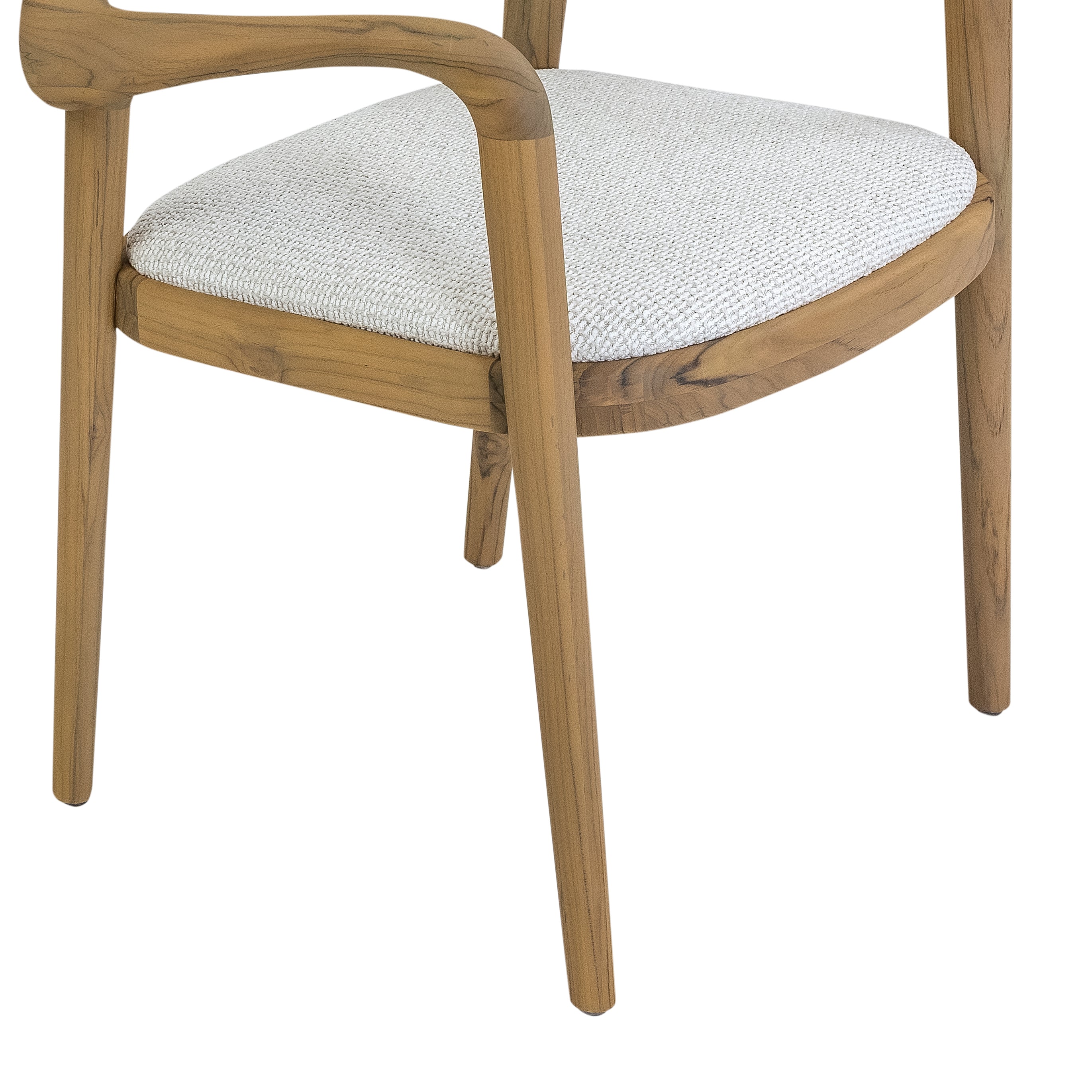 Wooden chair with a white cushion on a white background
