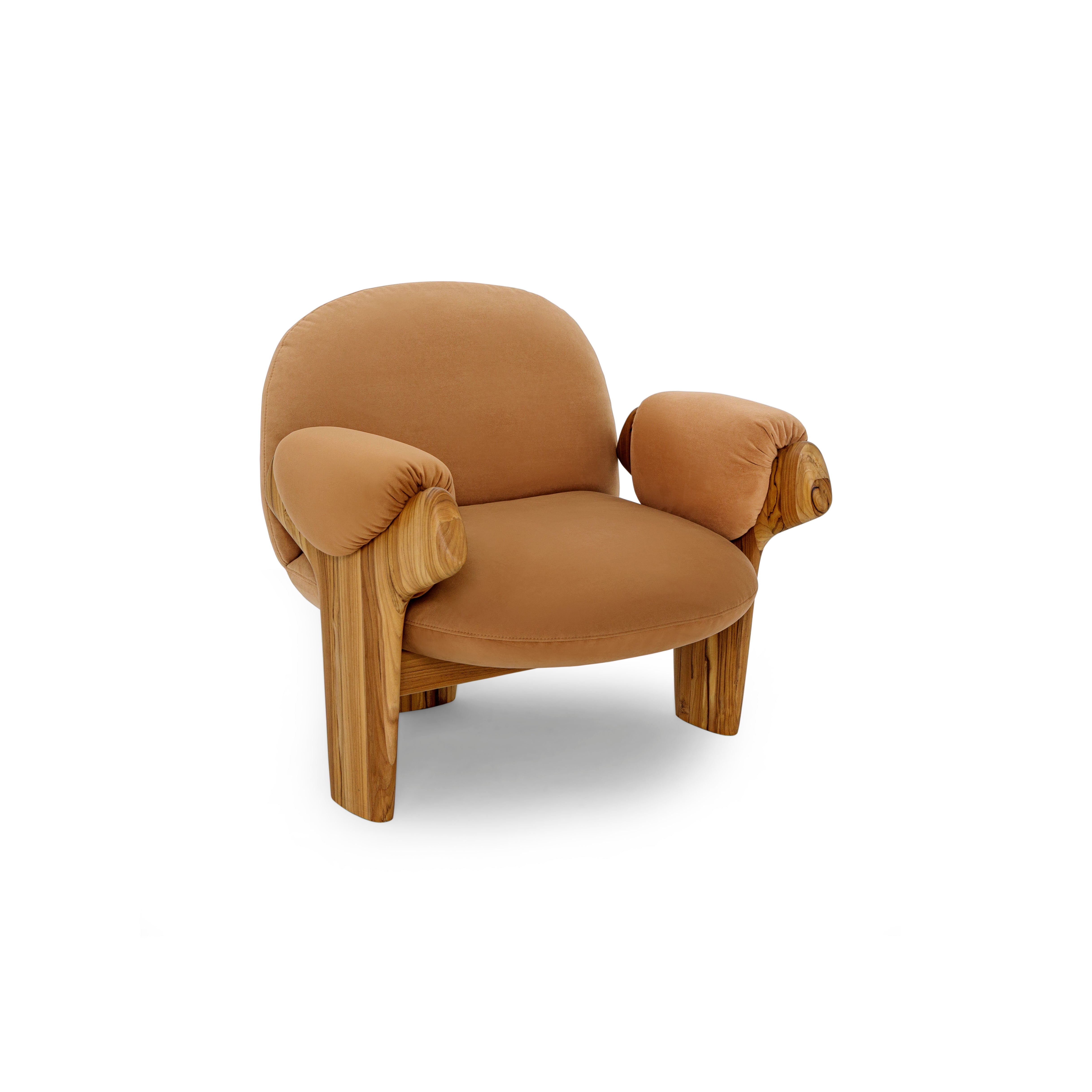 Brown armchair on a white background